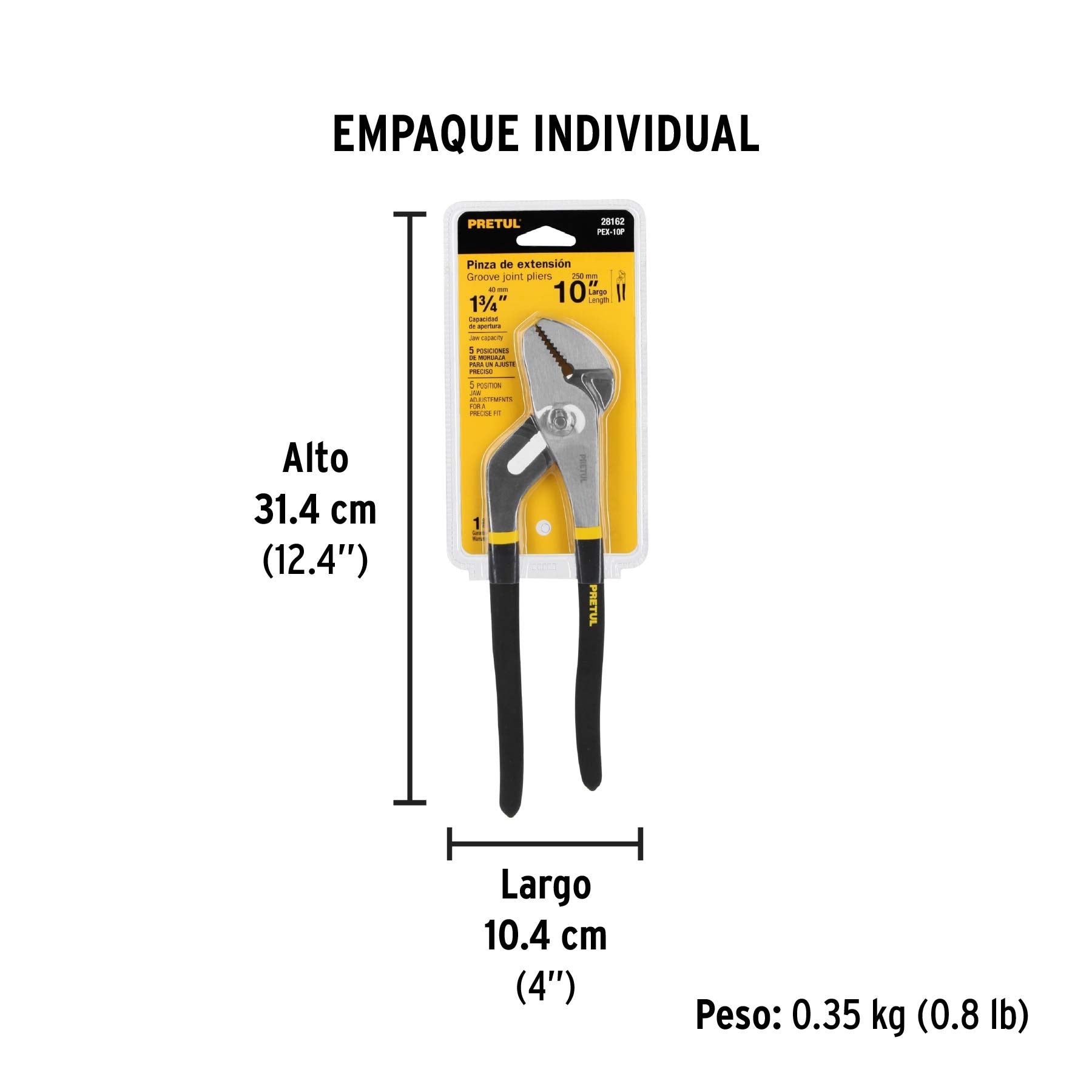Pinza de extensión 10" mango de PVC, PRETUL 28162