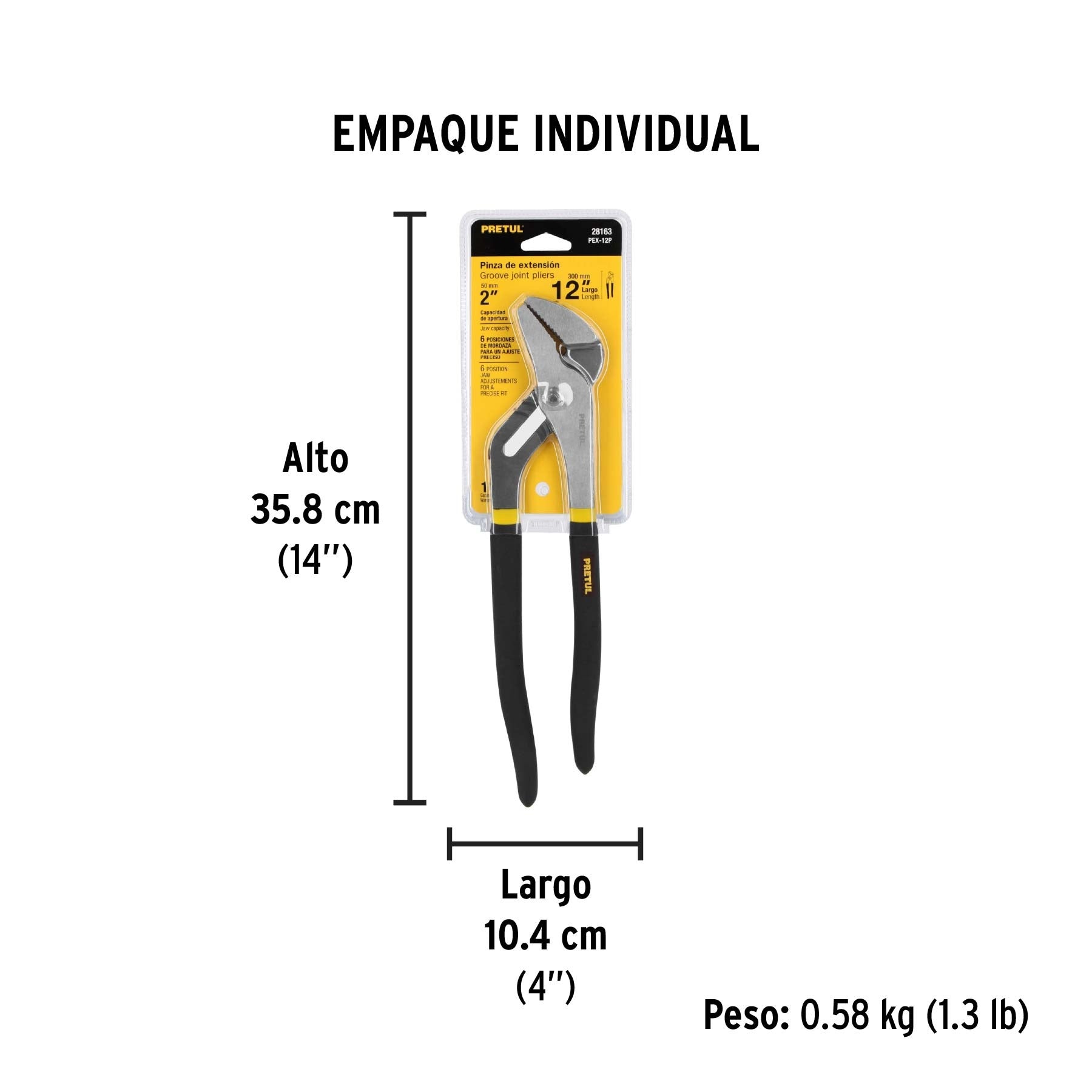 Pinza de extensión 12" mango de PVC, PRETUL 28163
