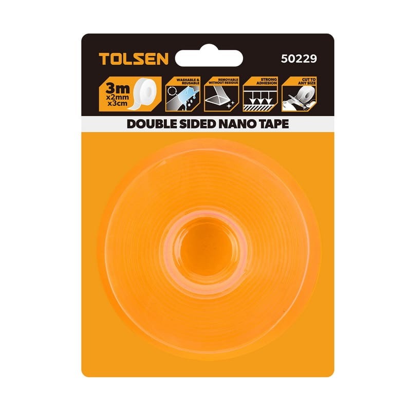Cinta de doble contacto transparente 2mmx30cmx3m Tolsen 50229