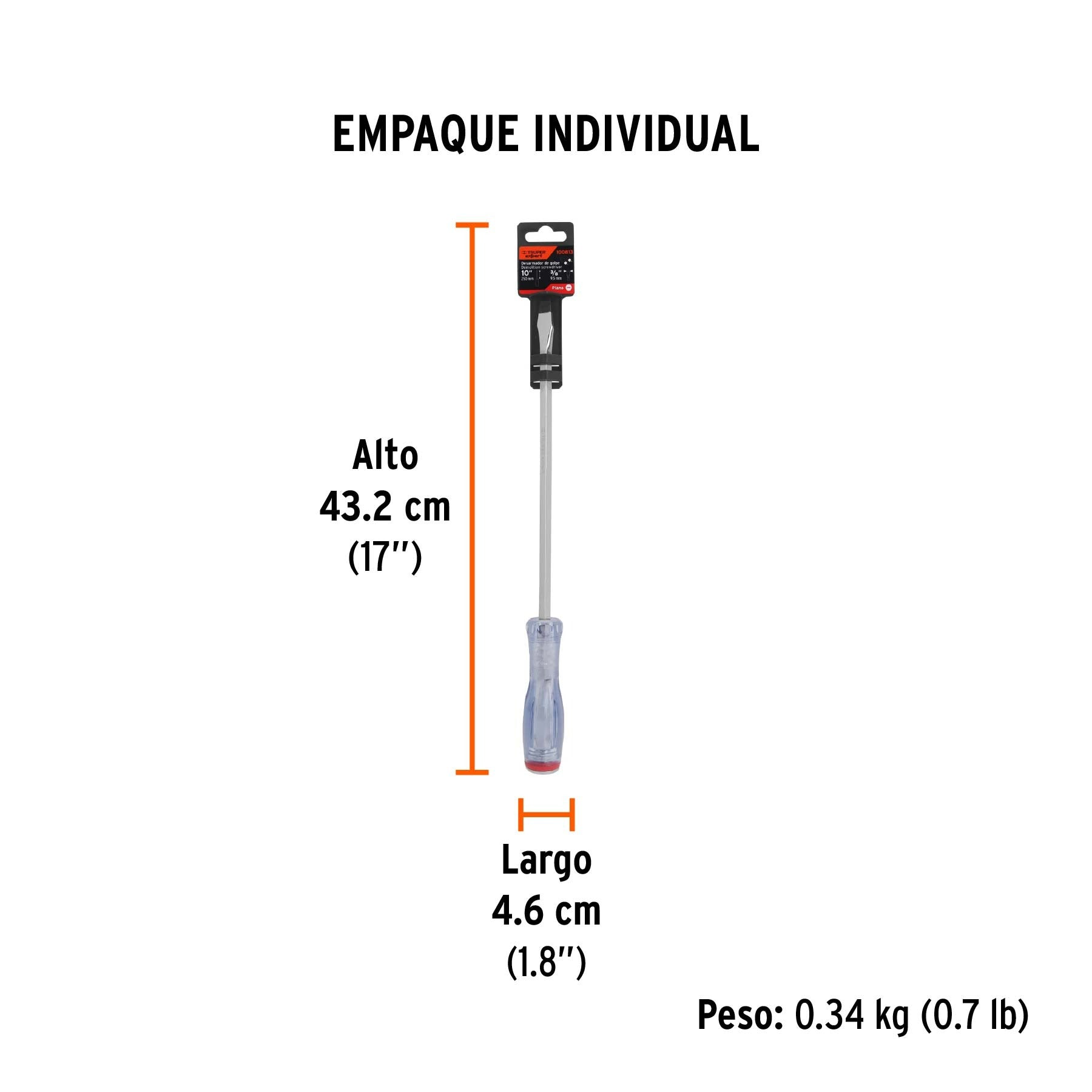 Desarmador plano de golpe 3/8" x 10", TRUPER 100813