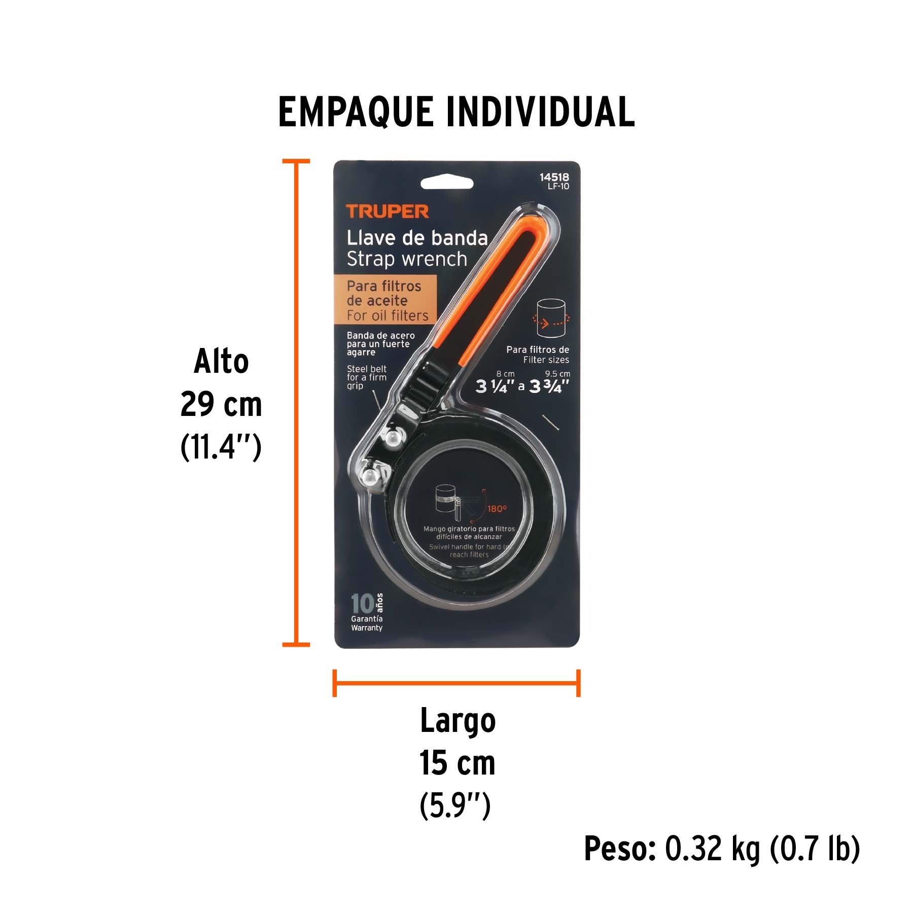 Llave de banda metálica 3-1/4"-3-3/4" para filtro de aceite - 14518