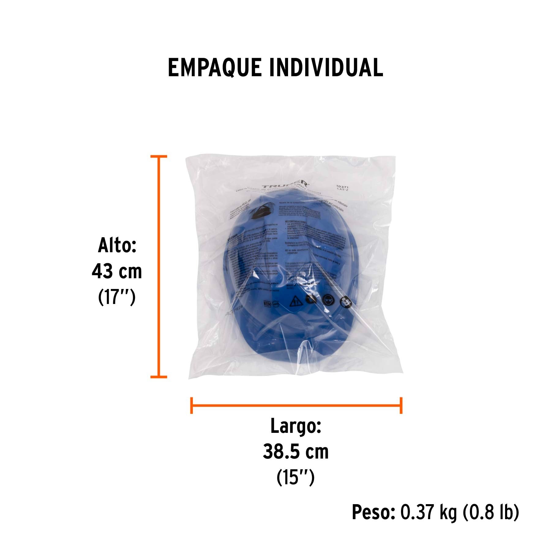 Casco de seguridad, ajuste de matraca, azul, TRUPER 10371