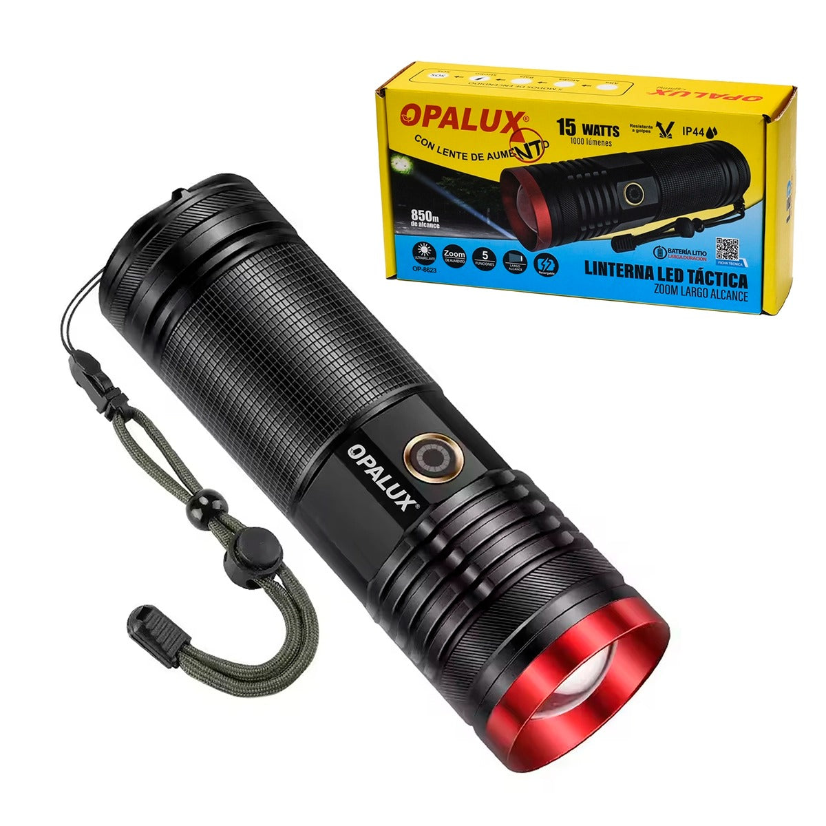Linterna Táctica Recargable 15w Opalux OP-8623
