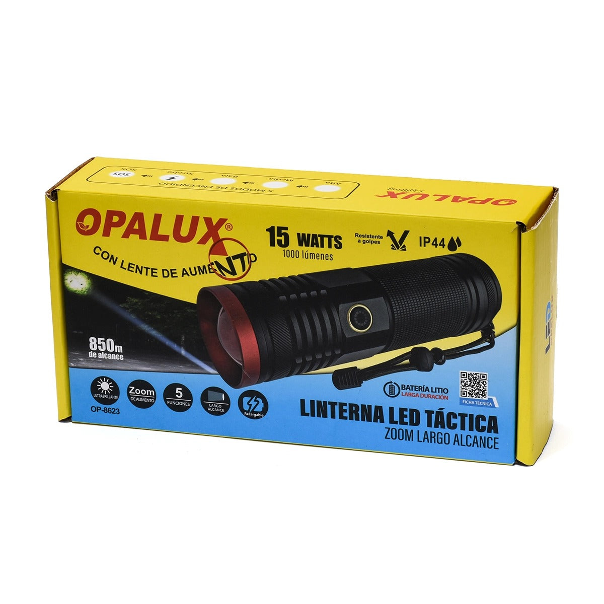 Linterna Táctica Recargable 15w Opalux OP-8623