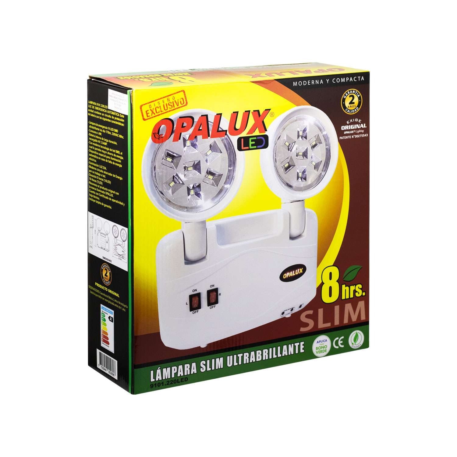 Lámpara de Emergencia 14 LED SMD 8 Horas OPALUX 9101.220LED