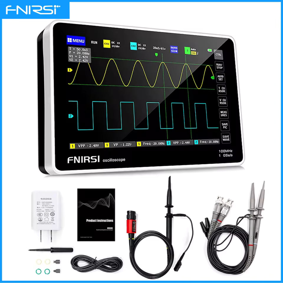 Osciloscopio Portatil de mano FNIRSI 1013D 2 canales 100mhz 1GSa/s LCD TFT 7 pulg