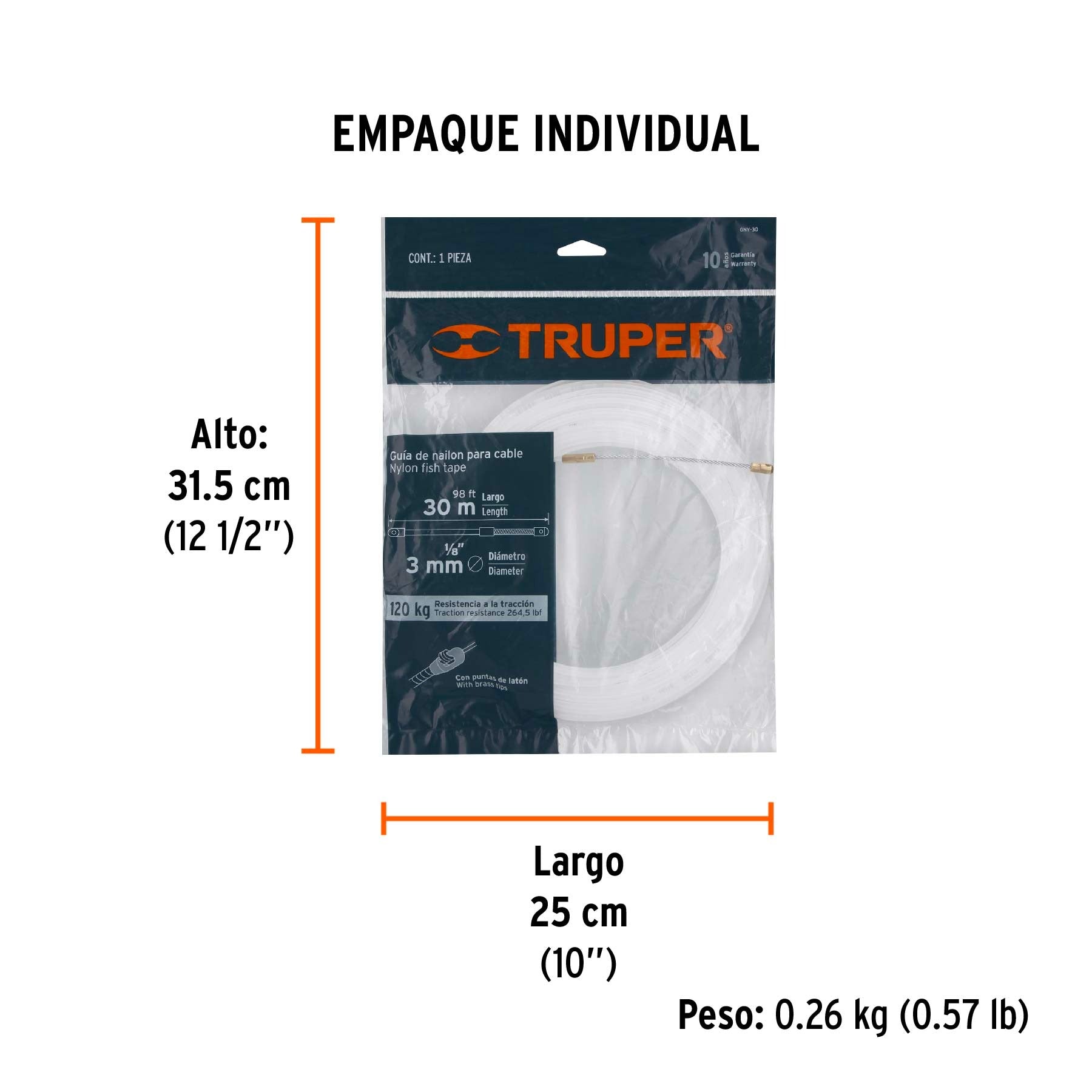 Guía de nylon de 30 m para cable, Truper 17758