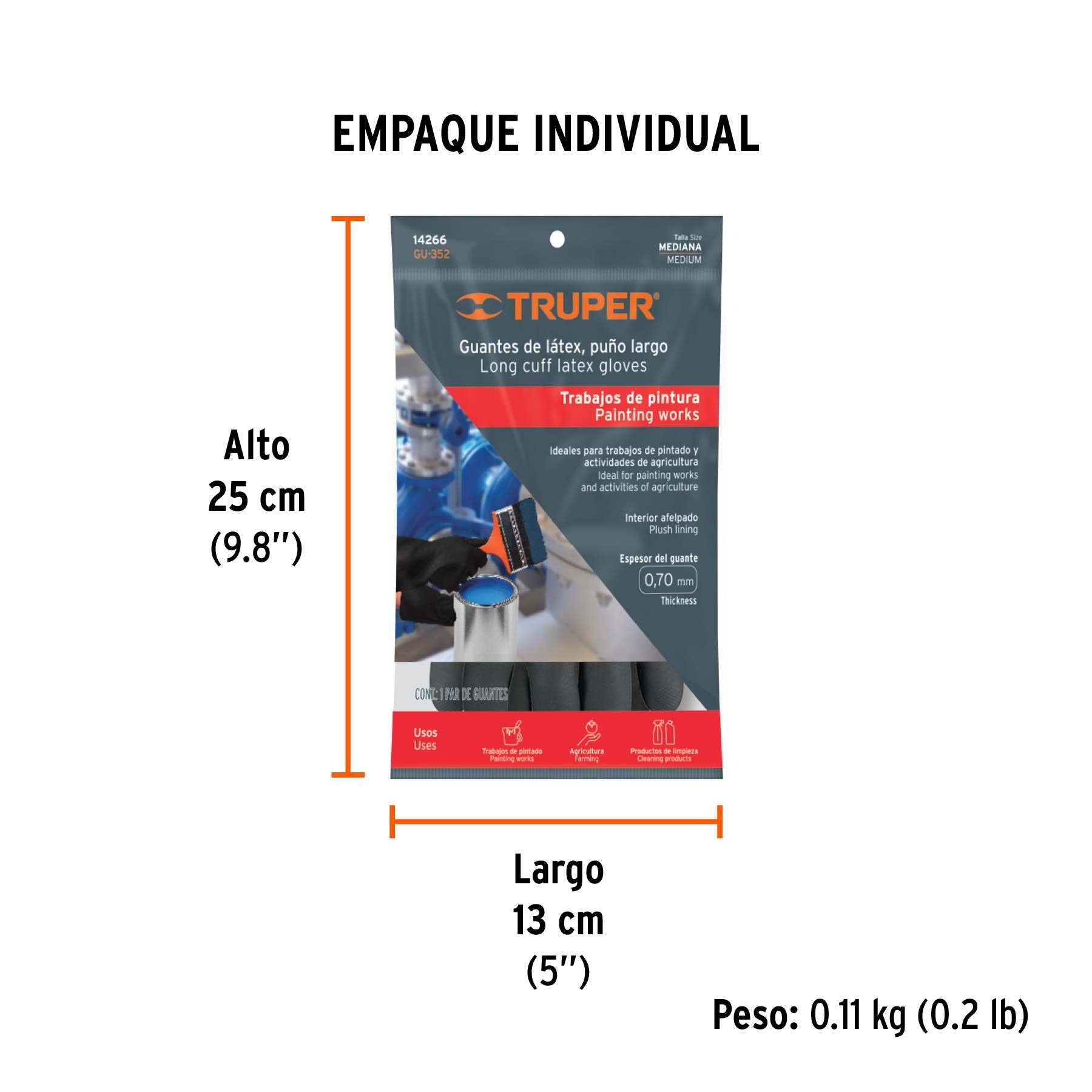 Guantes de látex para pintor, M, TRUPER 14266