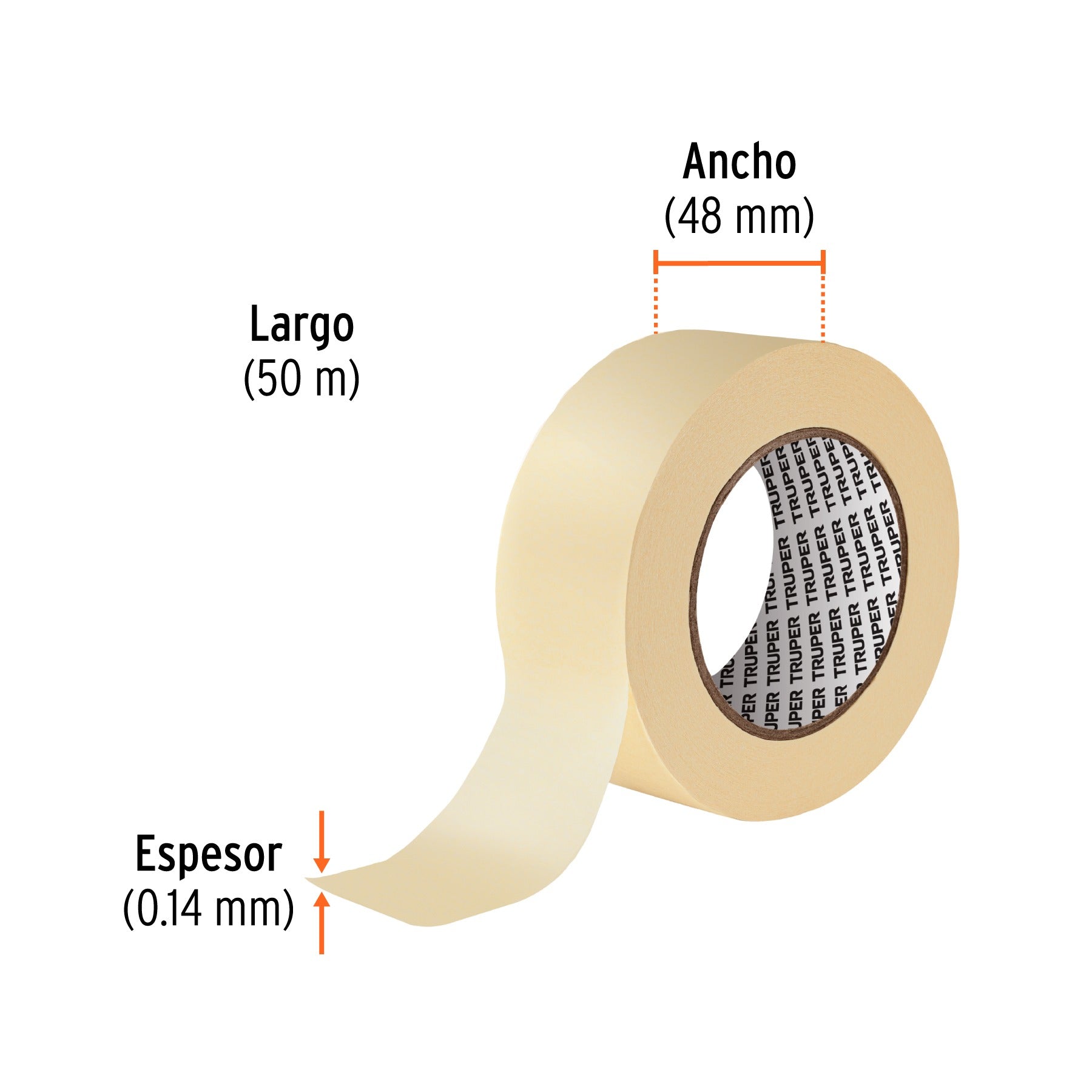 Cinta masking tape de 2" x 50 m, TRUPER 12593