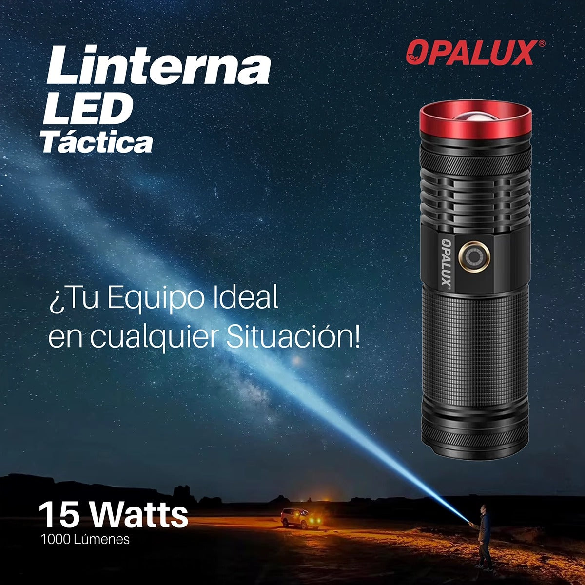 Linterna Táctica Recargable 15w Opalux OP-8623