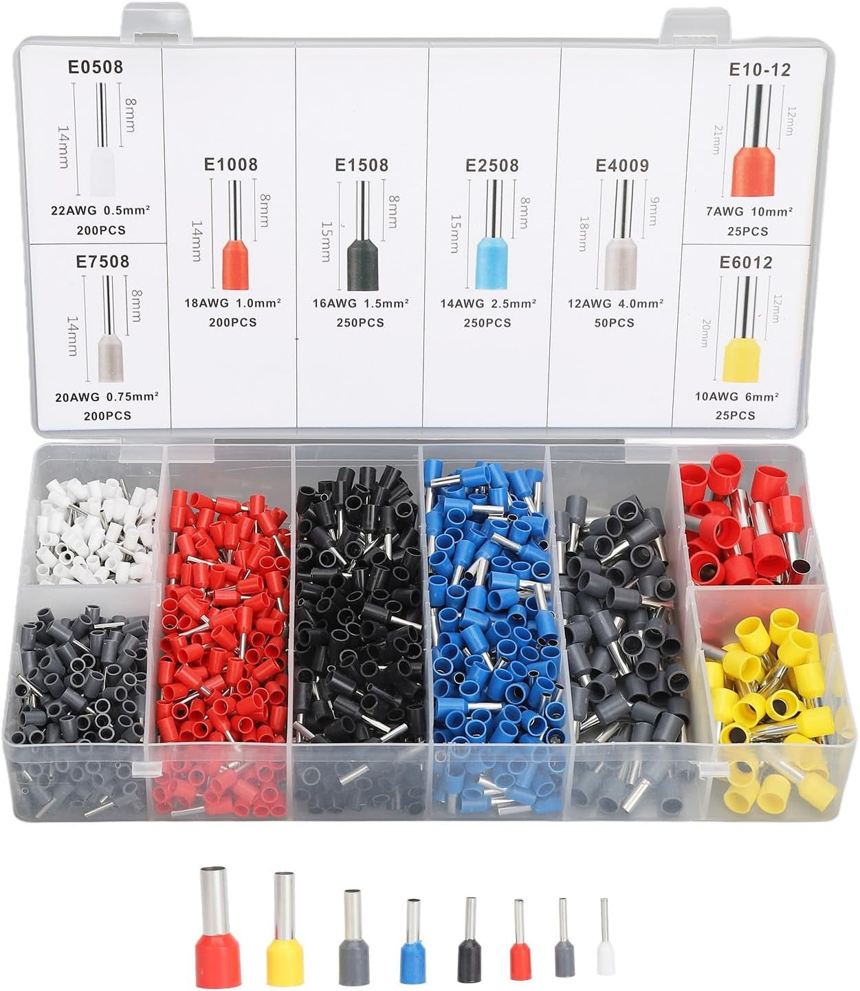 Kit de 1200 terminales de cable, conectores de terminales de cable EDI-T1200