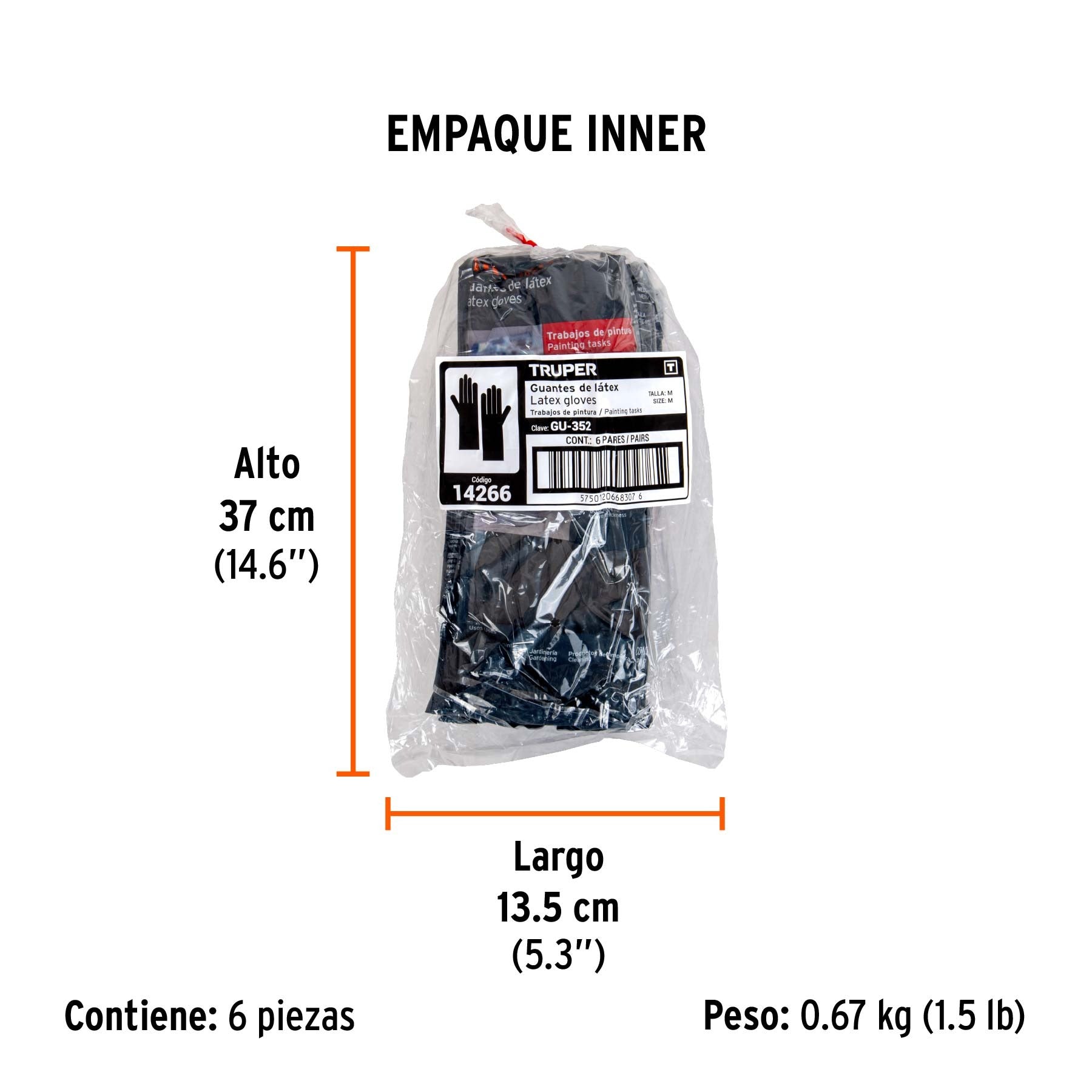 Guantes de látex para pintor, M, TRUPER 14266