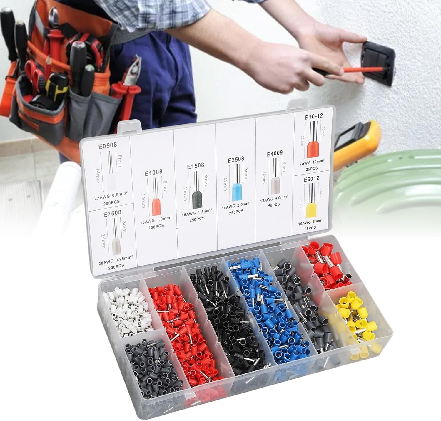 Kit de 1200 terminales de cable, conectores de terminales de cable EDI-T1200