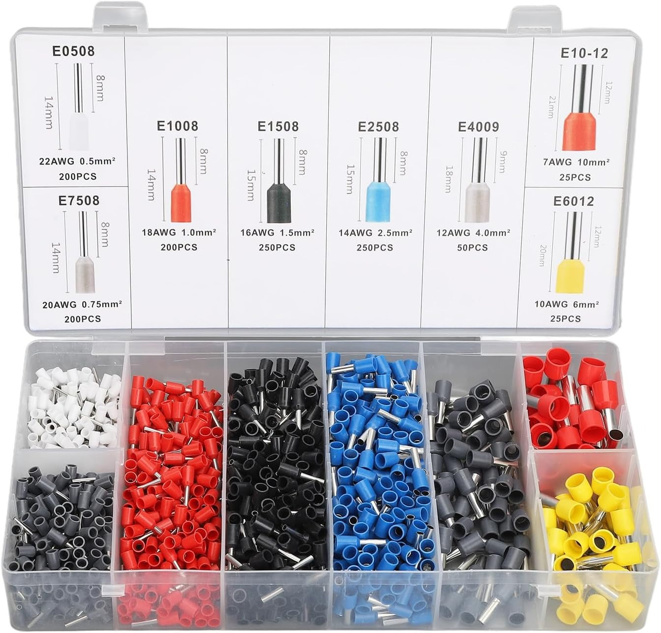 Kit de 1200 terminales de cable, conectores de terminales de cable EDI-T1200