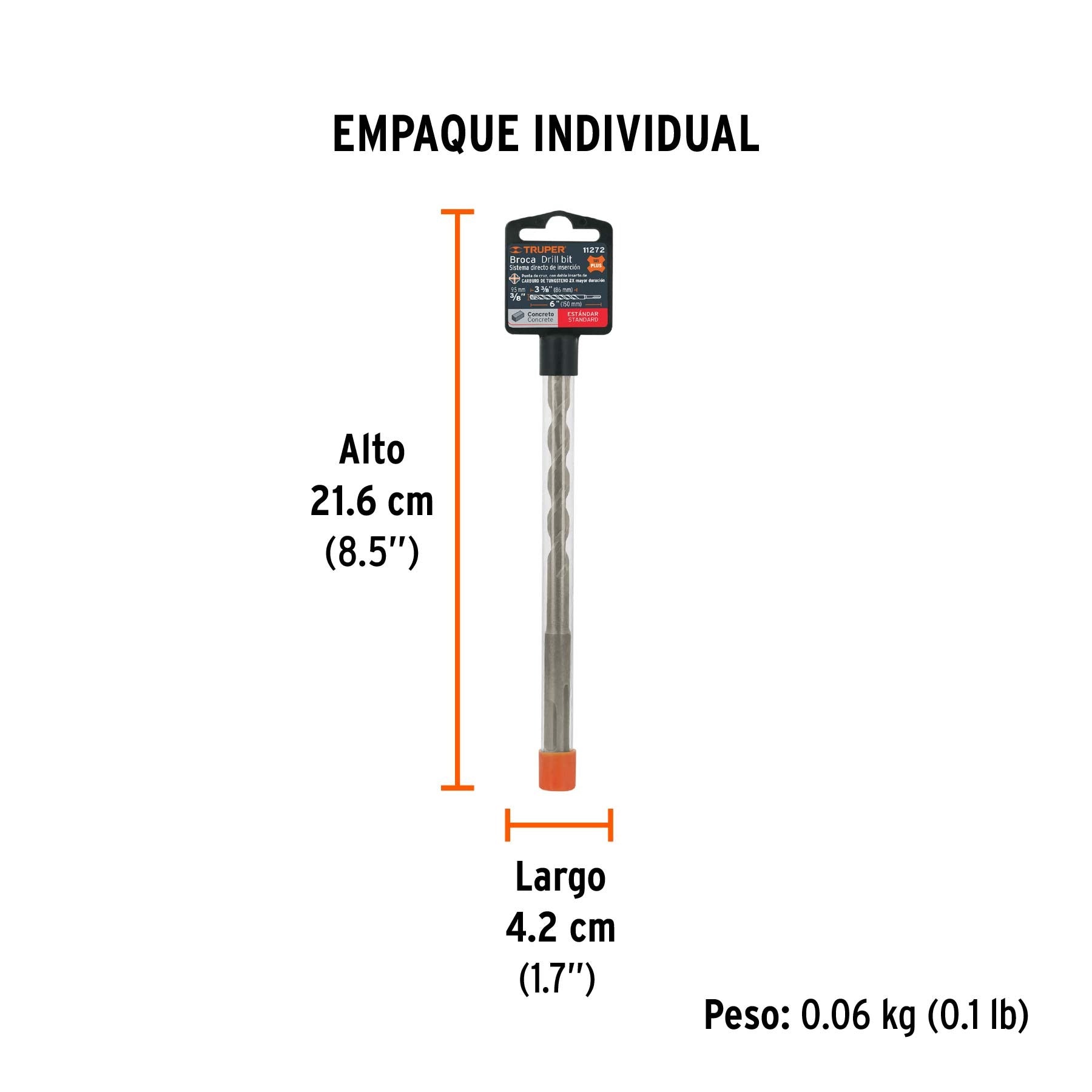 Broca SDS Plus 3/8 x 6", TRUPER - 11272