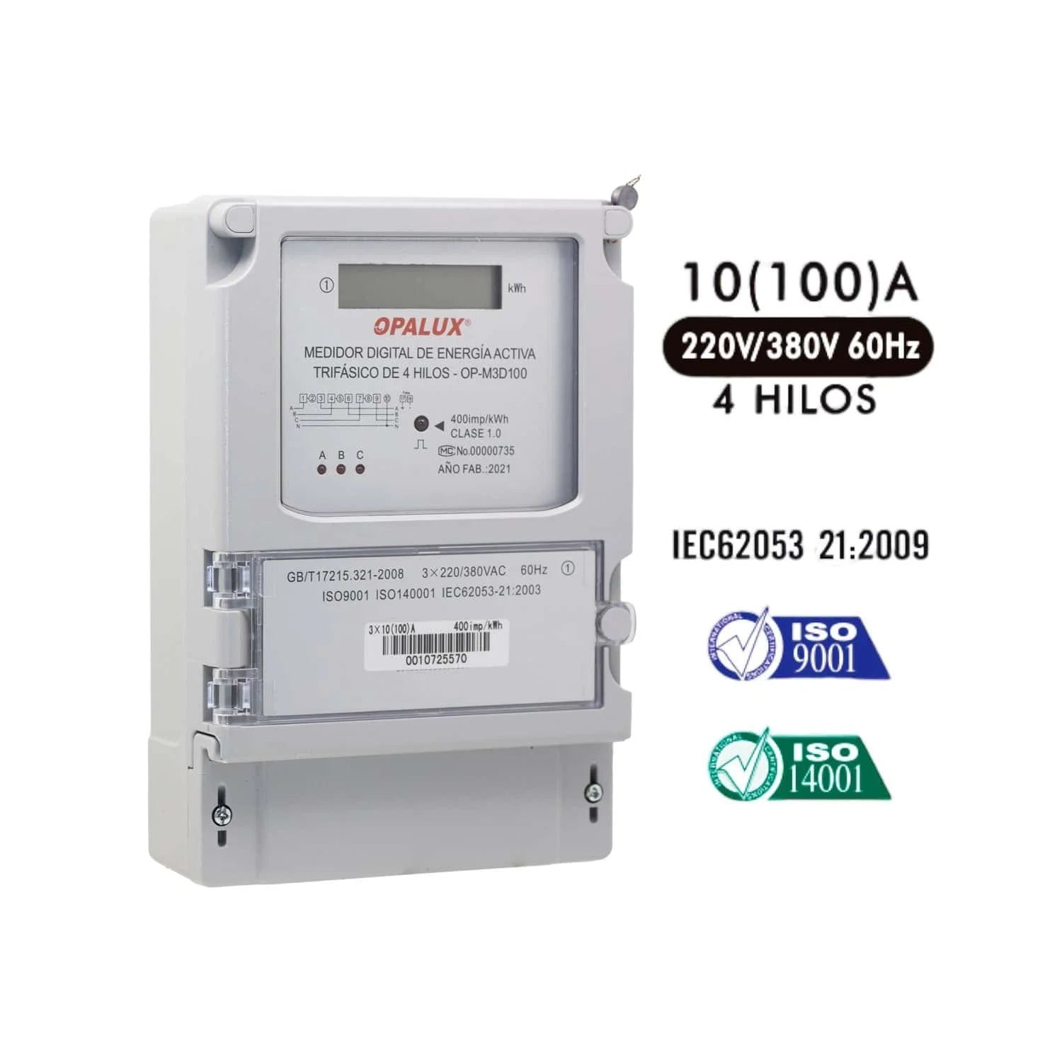Medidor de Energía Trifásico Digital 220V/380V OP-M3D100 OPALUX