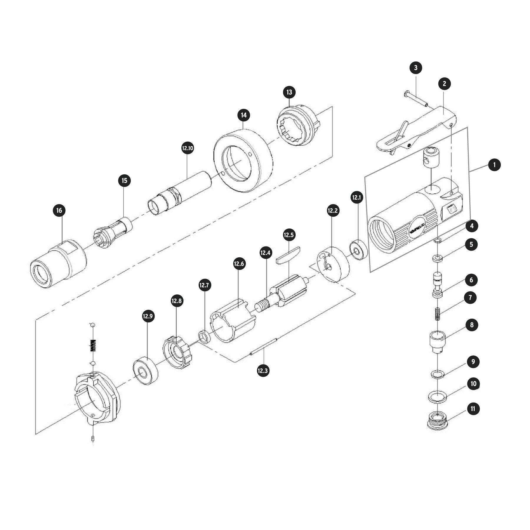 Kit de mini esmeriladora 1/4" con estuche plástico, TRUPER 16887