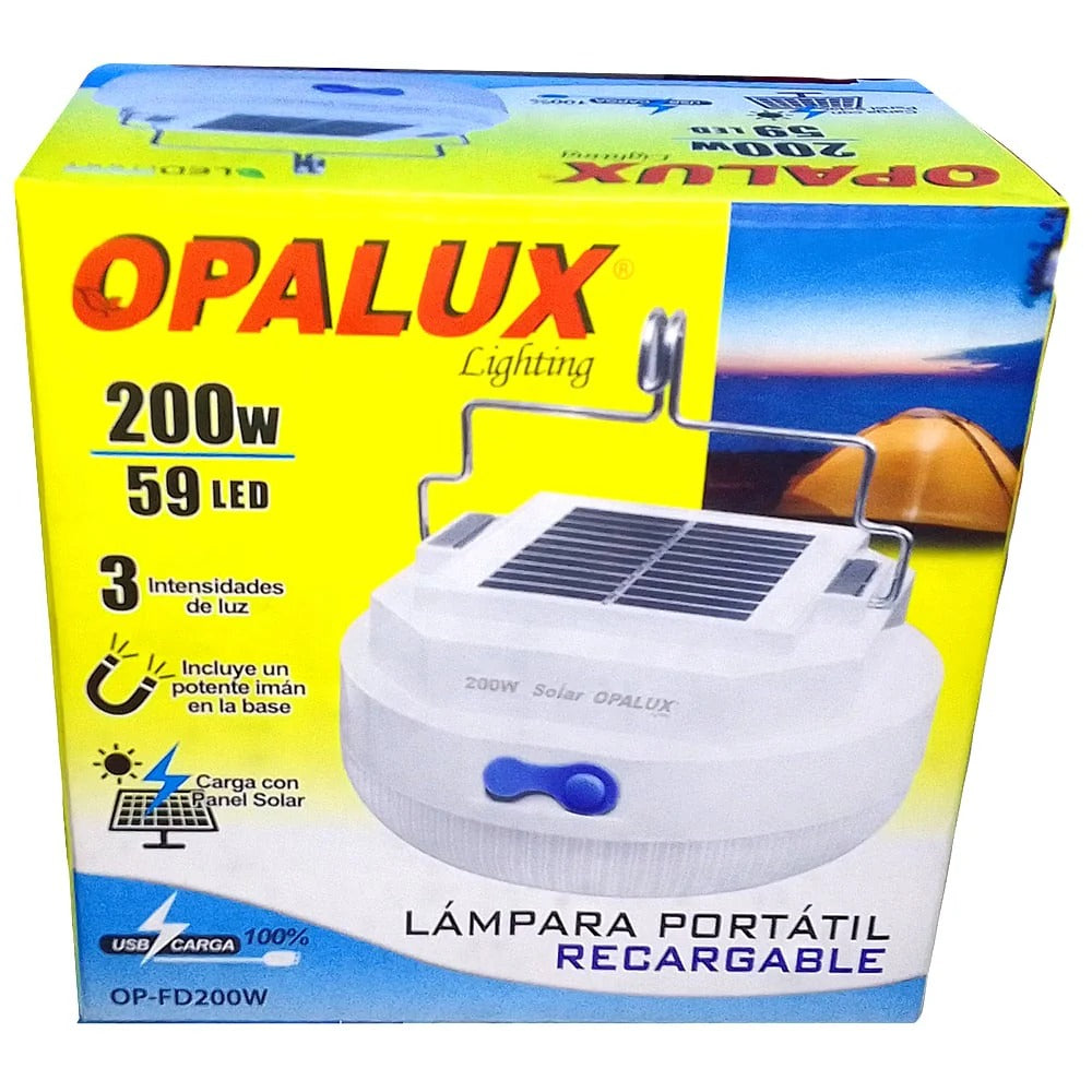 Lámpara Portátil Recargable con Panel Solar 200W OP-FD200W OPALUX