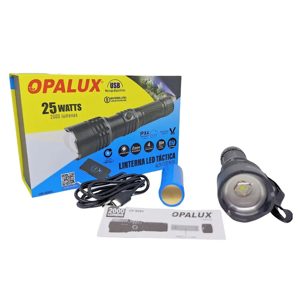 Linterna Táctica Recargable Zoom 25w Opalux OP-8085