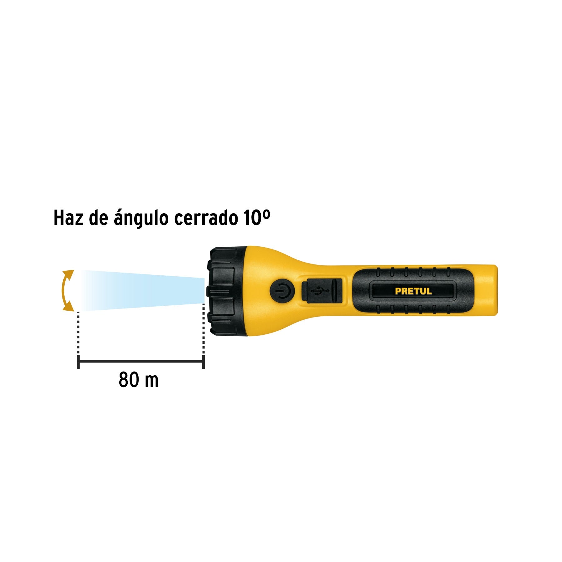 Linterna plástica de LED, 120 lm, recargable, PRETUL 26101