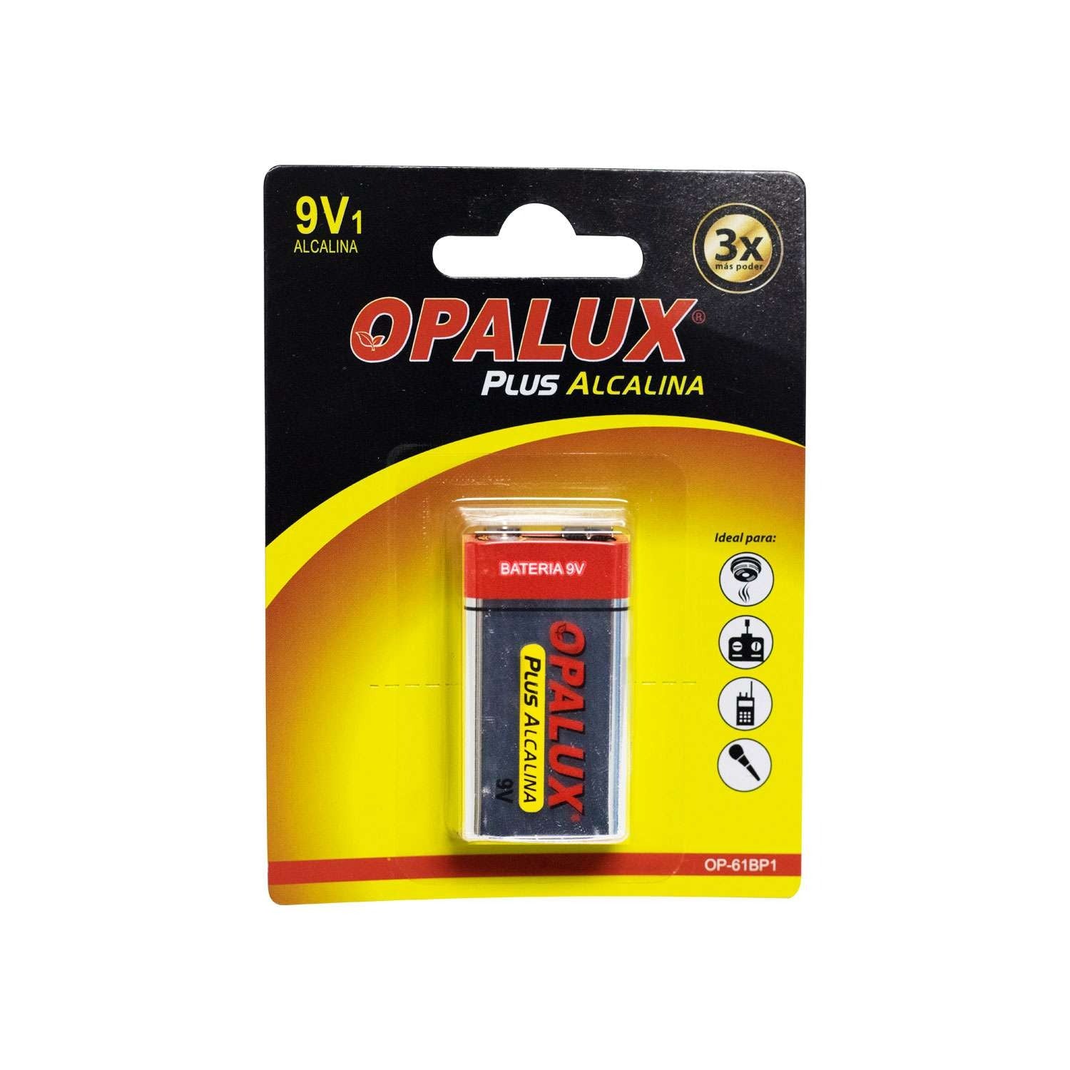 Batería Alcalina 9V Plus OPALUX OP-61BP1