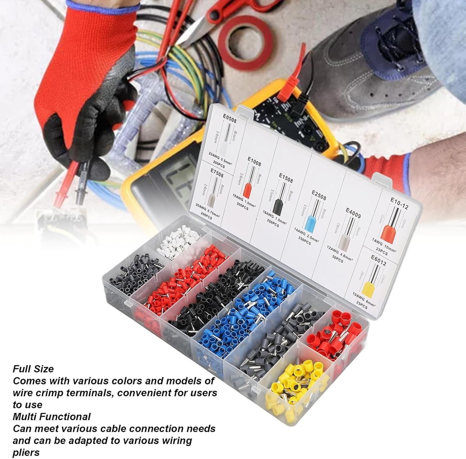 Kit de 1200 terminales de cable, conectores de terminales de cable EDI-T1200