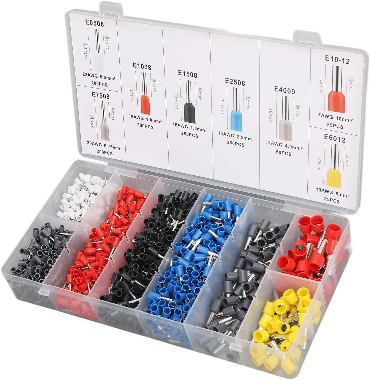 Kit de 1200 terminales de cable, conectores de terminales de cable EDI-T1200