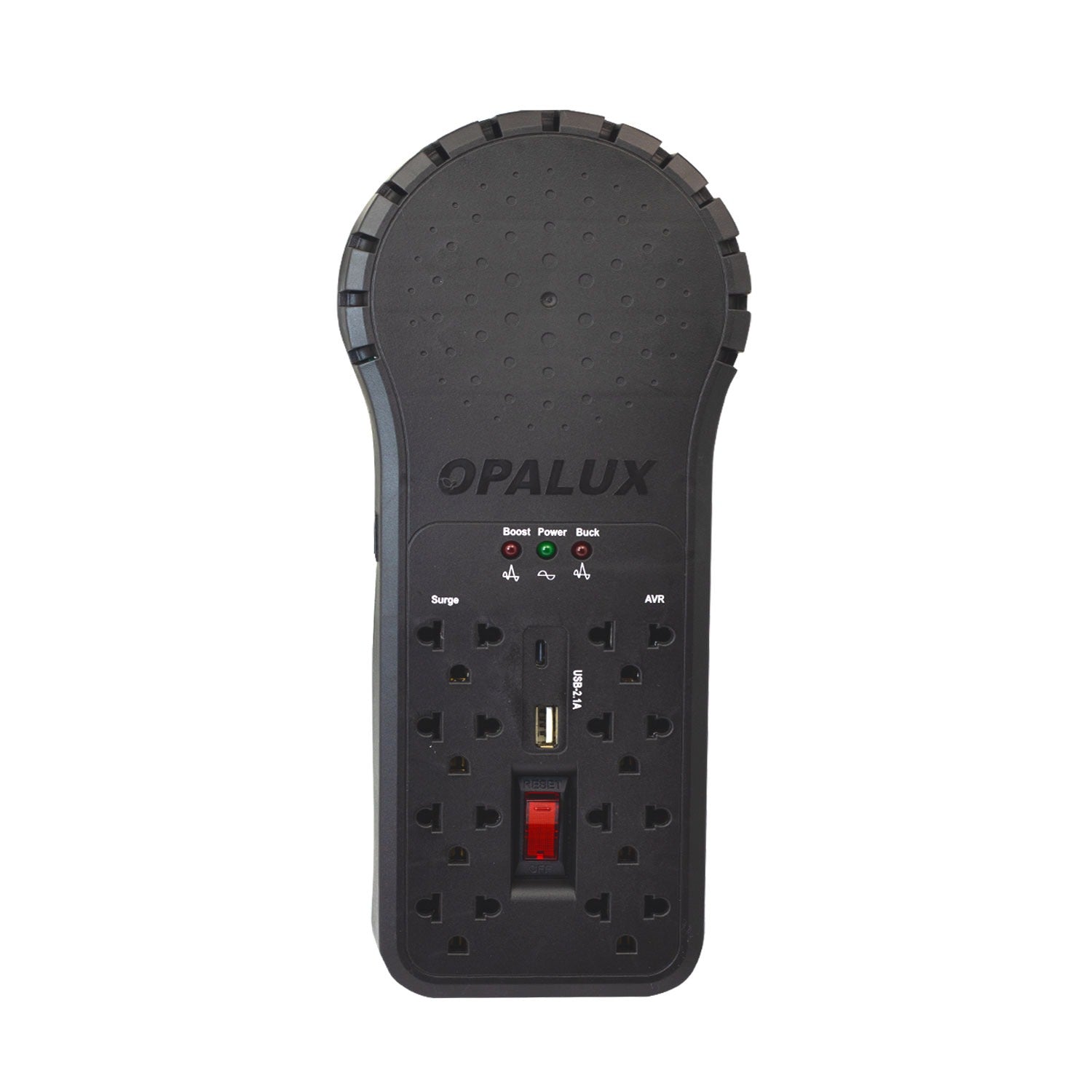 Estabilizador de Voltaje de 1200W 8 Salidas con USB OPALUX OP-8R2000V