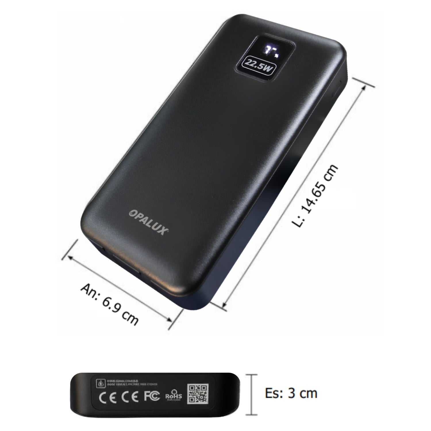 Power Bank Opalux 20000mAh Carga Rápida 225W OP-PB044