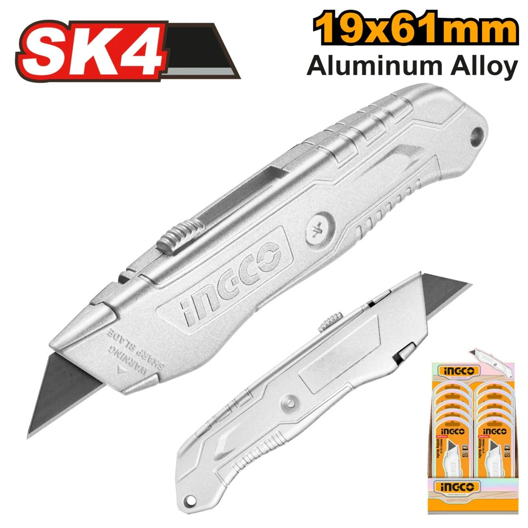 Cuchilla multiusos con cuerpo de aluminio 19 mm x 61 mm INGCO HKNS11615