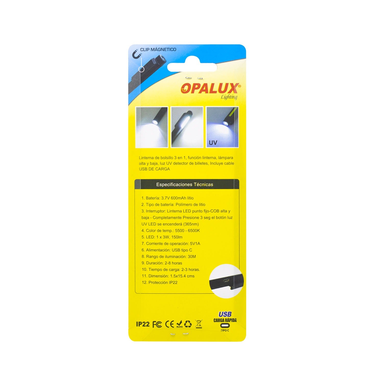 Linterna LED 3 en 1 Tipo Lapicero 3W OP-WK001UV OPALUX