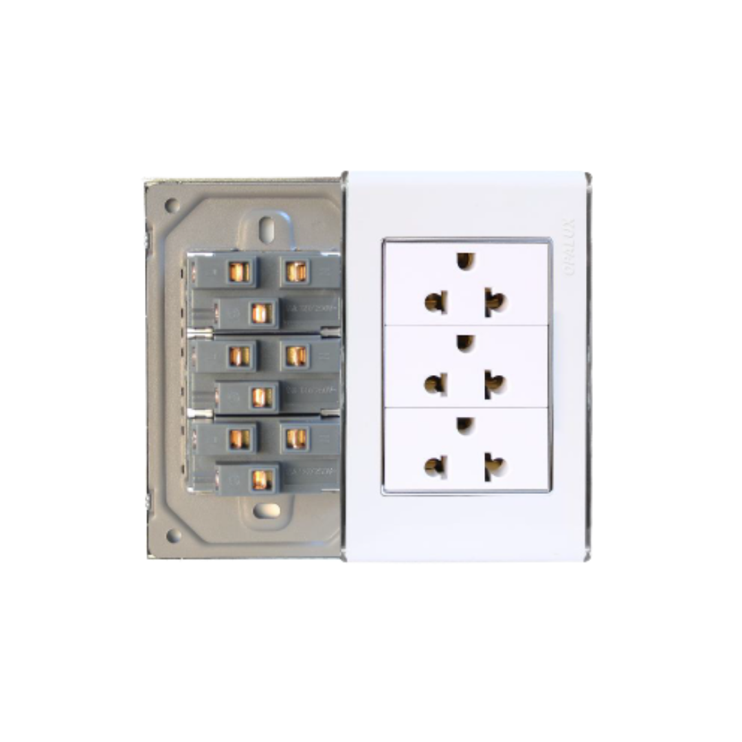 Tomacorriente Triple Universal 2p+t 15a Opalux OP-S486