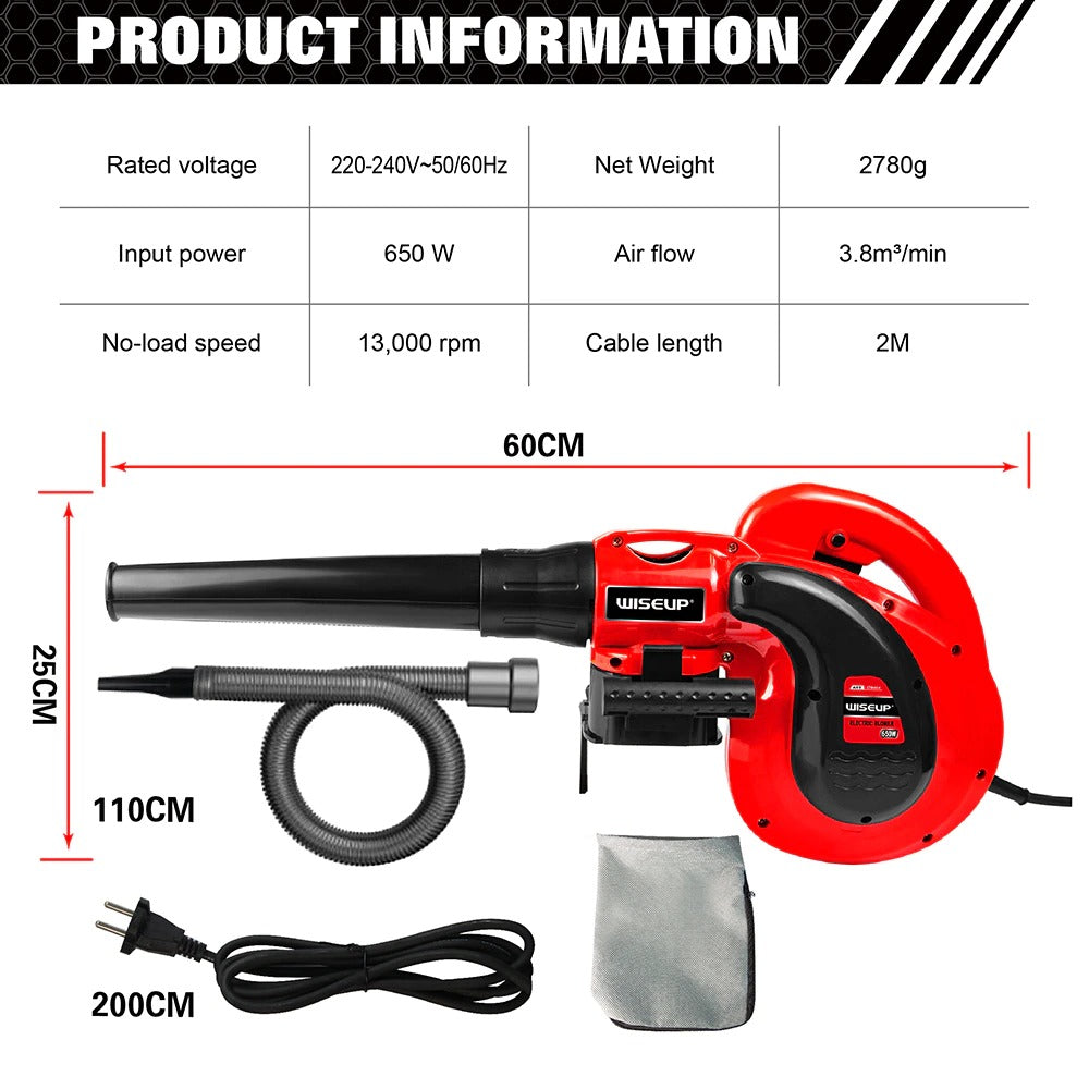 Soplador de Aire de 650w velocidad variable WISEUP 170404