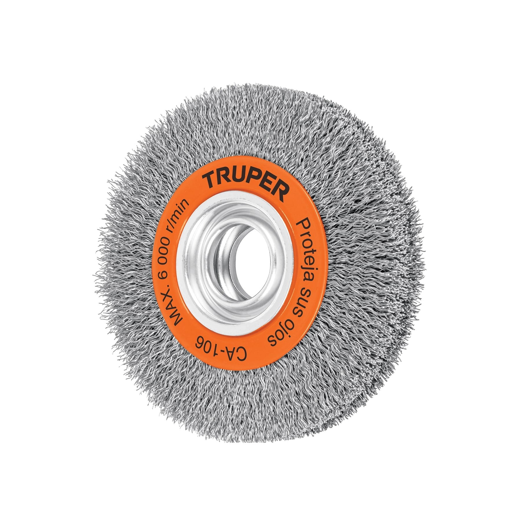 Carda alambre ondulado 6" x 1-1/8" para esmeril, TRUPER 11526