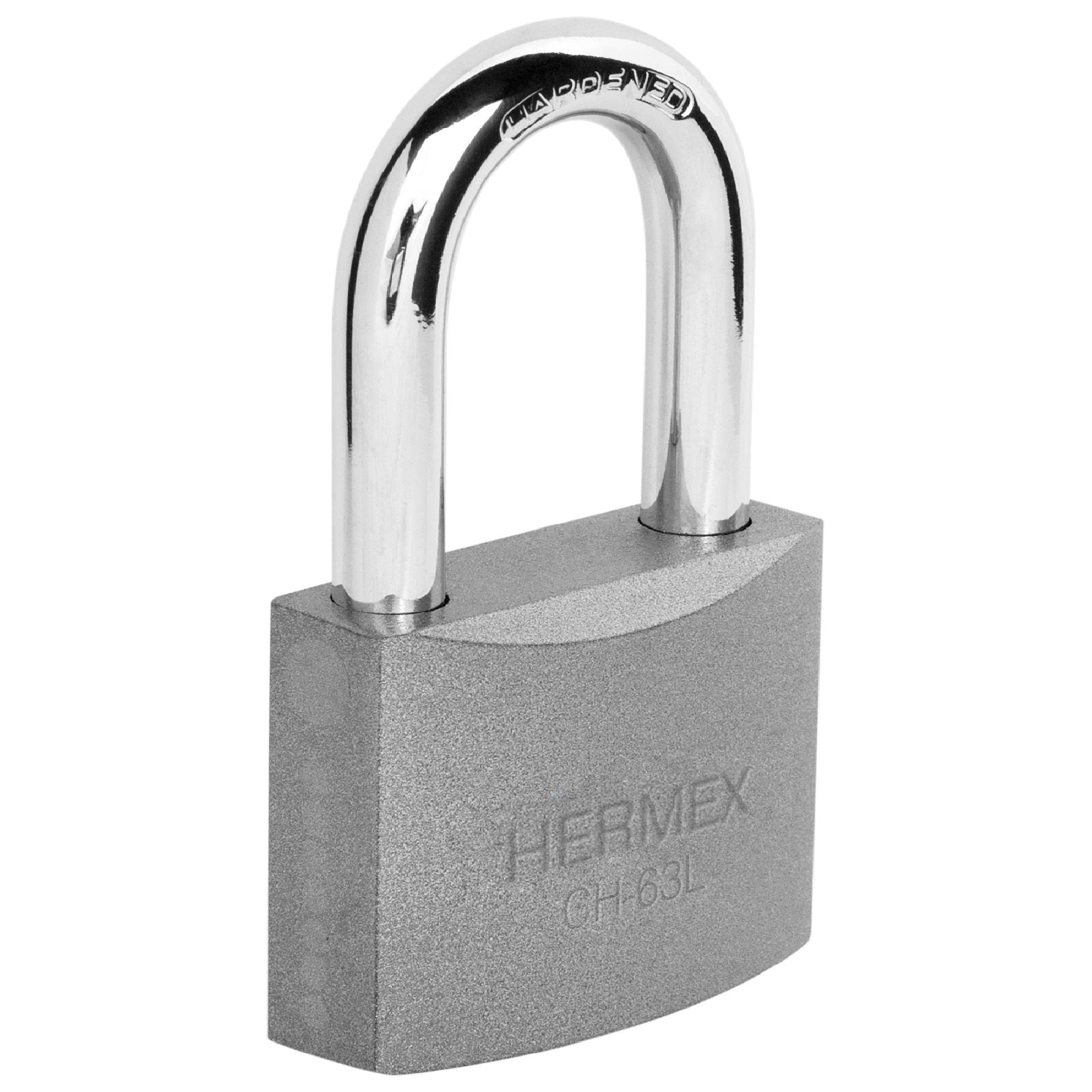 Candado de hierro 63 mm, gancho largo en caja, HERMEX - 43802
