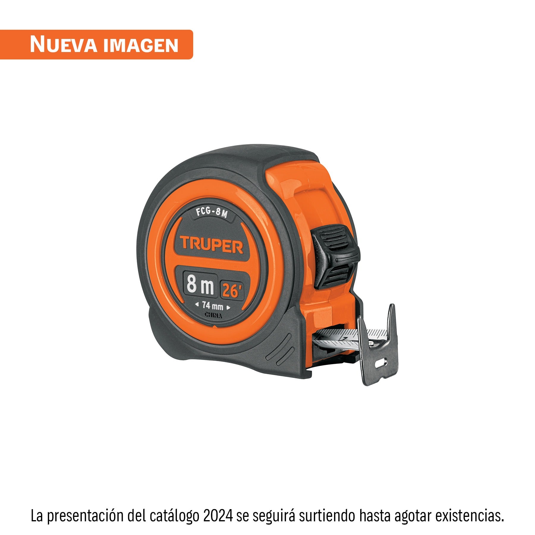 Cinta métrica compacto contra impactos 8 m cinta 25 mm, TRUPER 12774