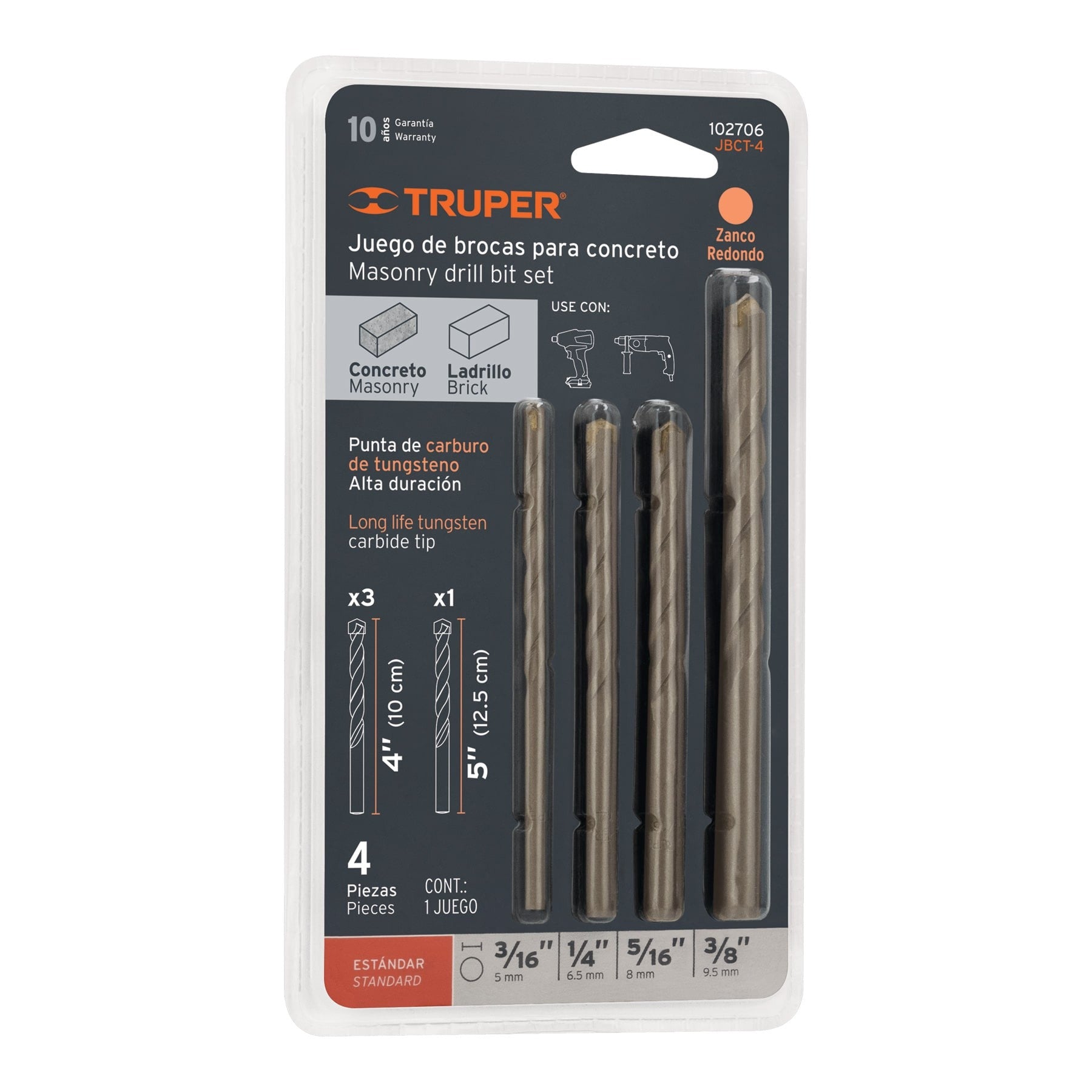 Juego de 4 brocas para concreto, TRUPER - 102706