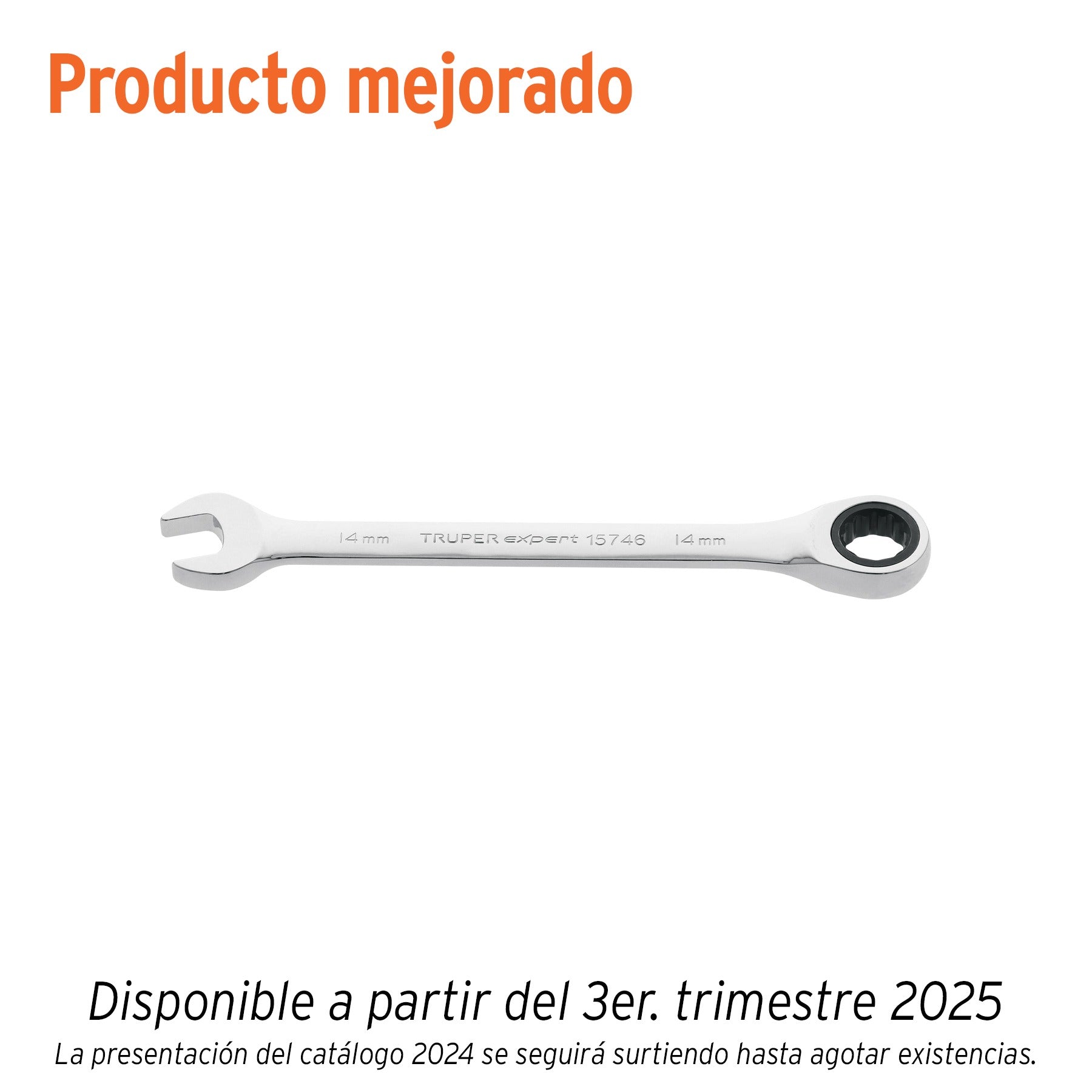Llave combinada con matraca 14 mm x 186 mm largo, TRUPER 15746
