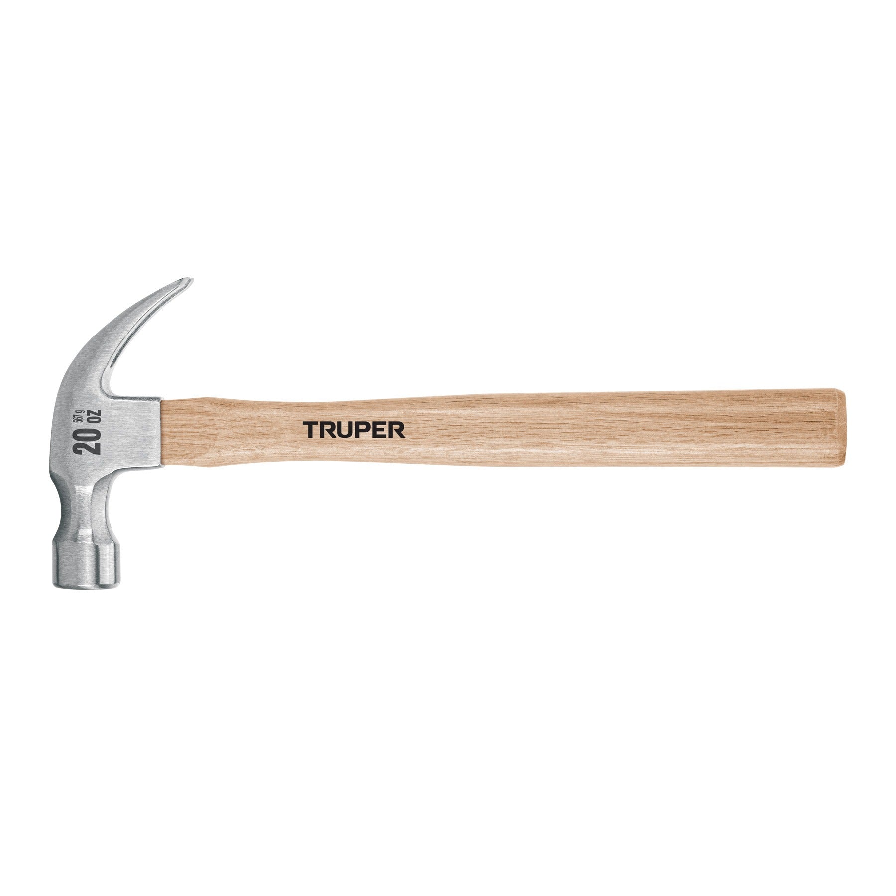 Martillo pulido, 20 oz, uña curva, mango madera, TRUPER 16753