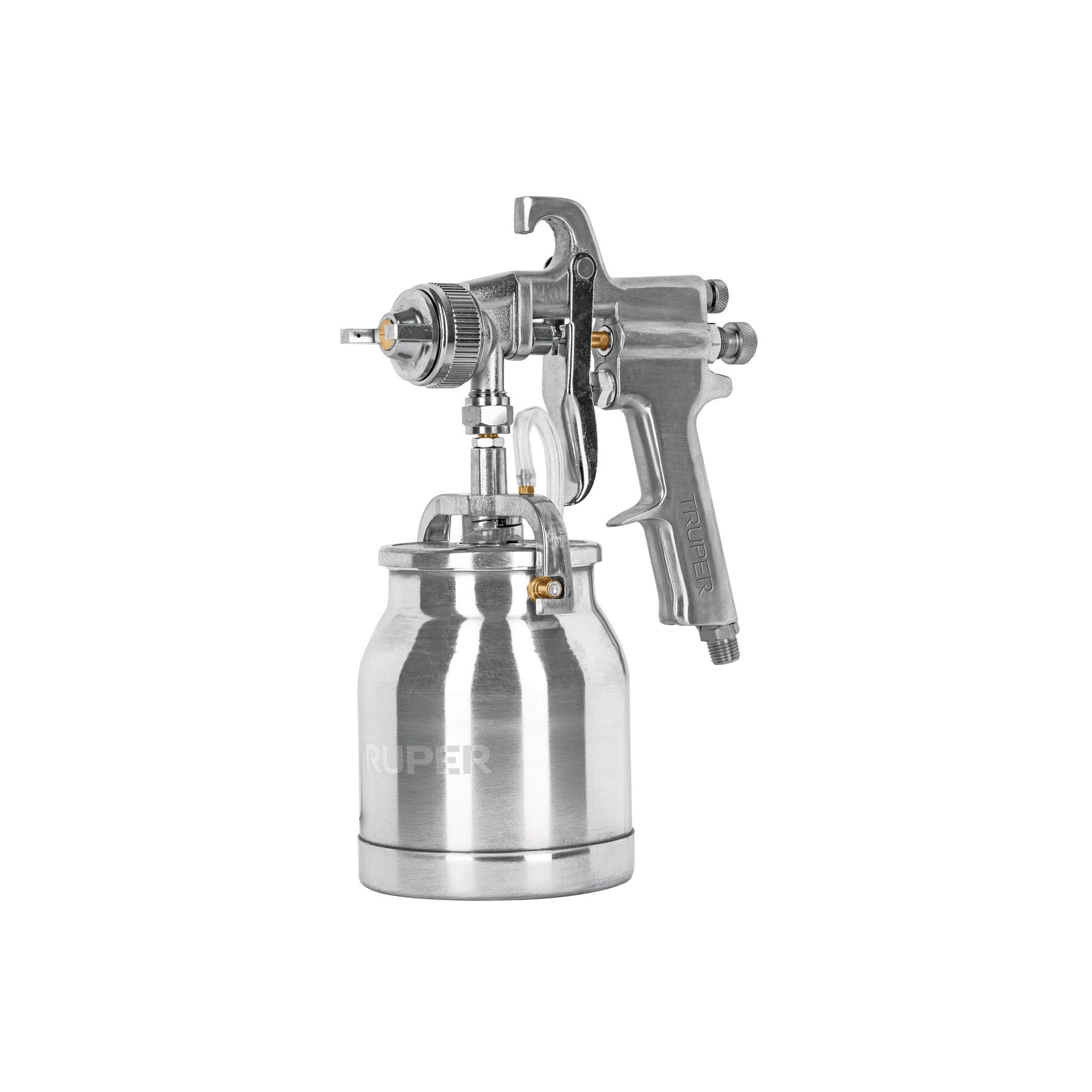 Pistola p/pintar succión HVHP vaso alum, 1.8mm, 2 vál TRUPER - 14087