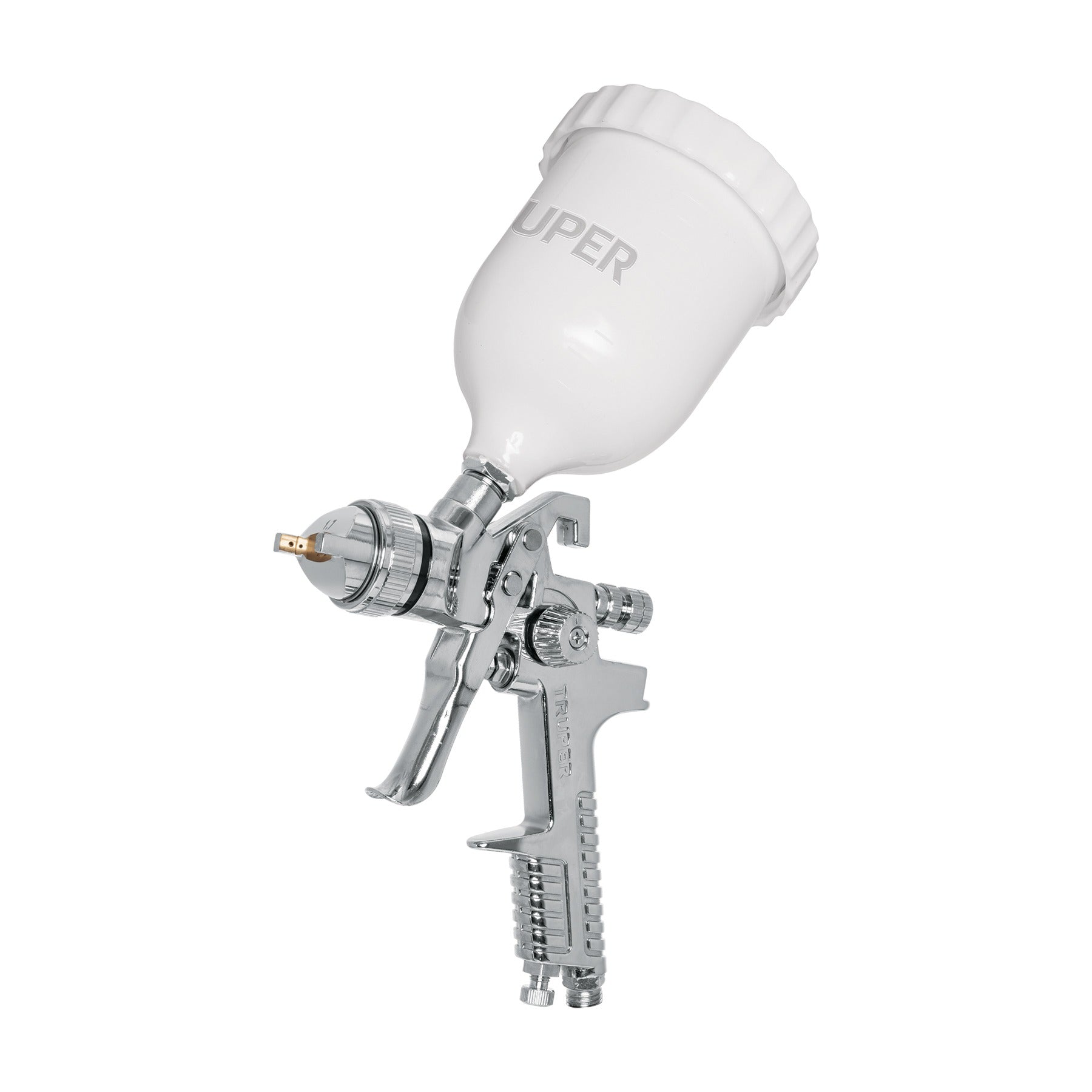 Pistola p/pintar gravedad HVLP vaso plástico, 1.7 mm, TRUPER - 12129