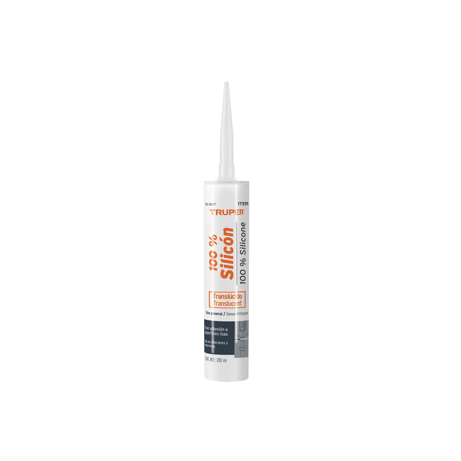 Sellador transparente 100% silicón de 280 ml, TRUPER - 17559