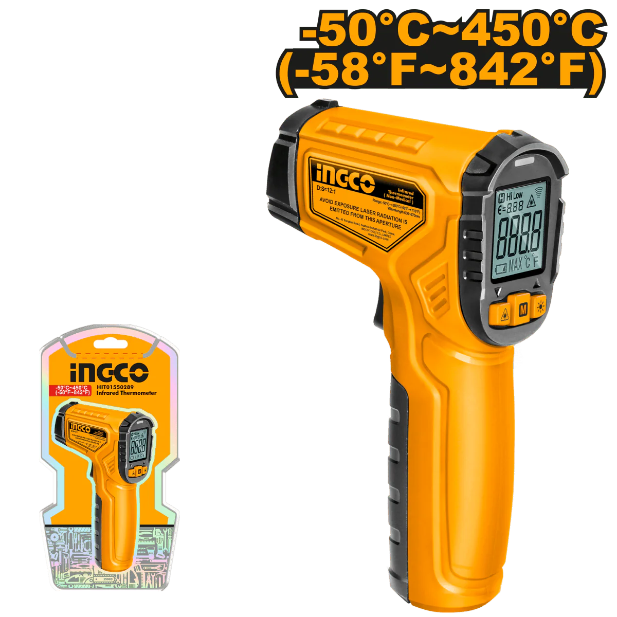 Termometro Infrarrojo 50 a 450ºC  INGCO HIT0155028