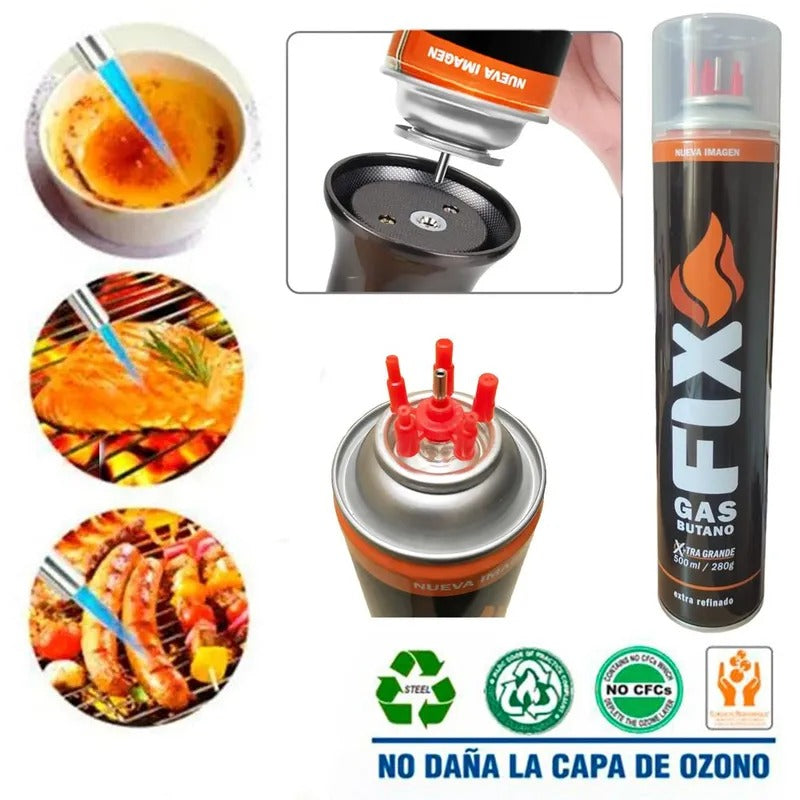 6x Gas Butano FIX Ultra Refinado Recarga Todo Tipo Encendedores sopletes 6EDI-500