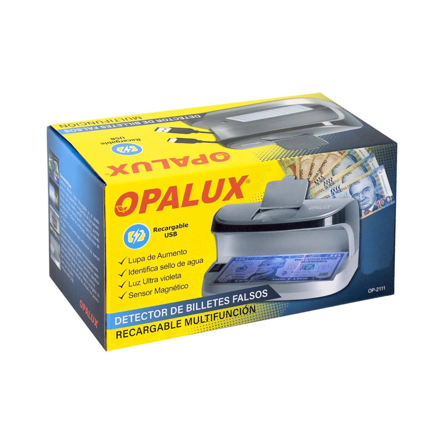 Detector de Billetes Falsos Recargable OP-2111 OPALUX