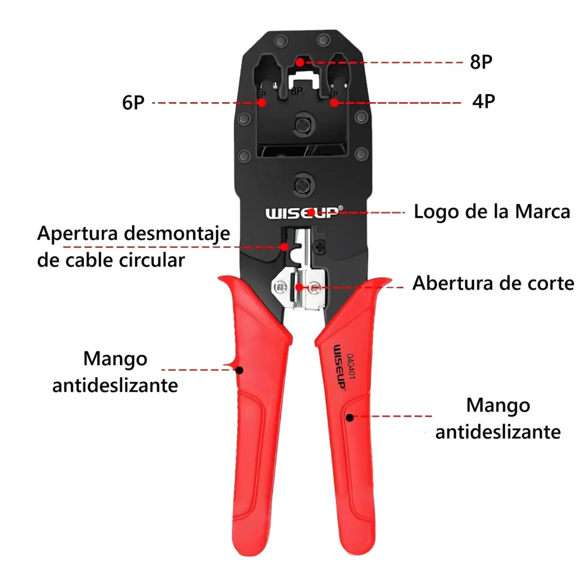 Alicate Crimping 3 en 1 Ponchador RJ45 RJ11 RJ11 WISEUP 040401