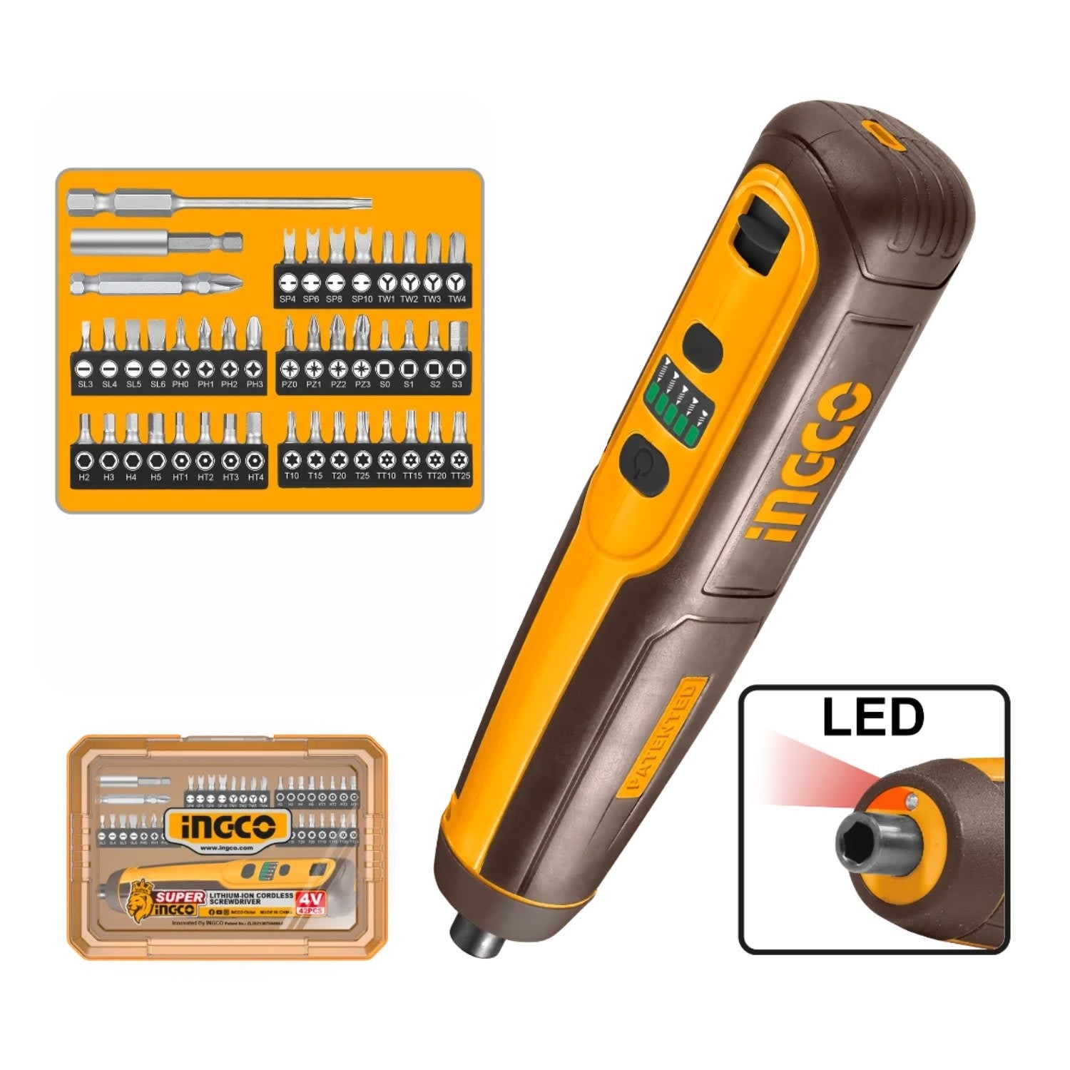 Destornillador inalámbrico 4v 5nm Ingco CSDLI04062