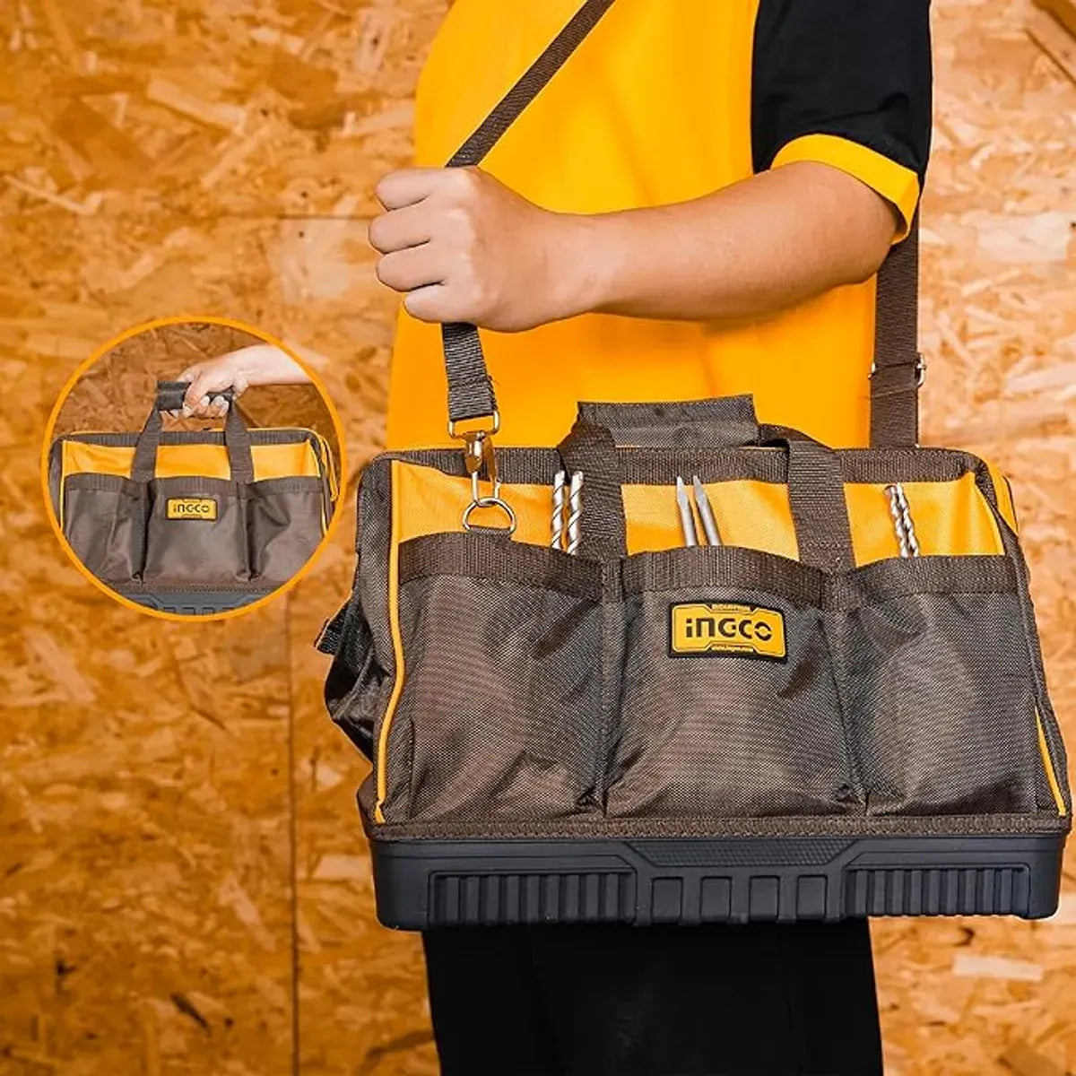 Bolso para Herramientas de 16 pulg, soporta hasta 20kg INGCO - HTBG08