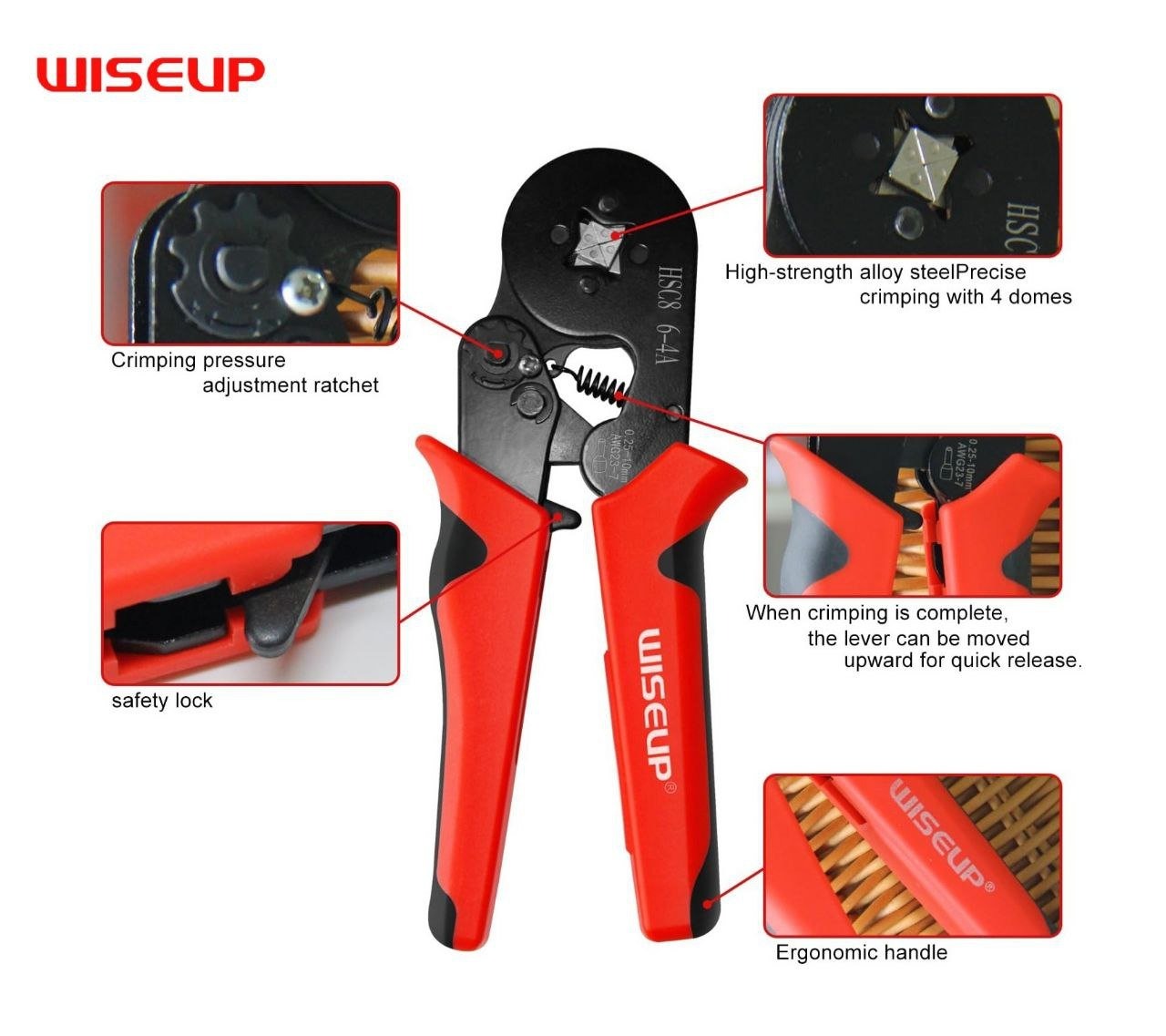 Alicate Crimping para terminal tipo pin WISEUP 10505