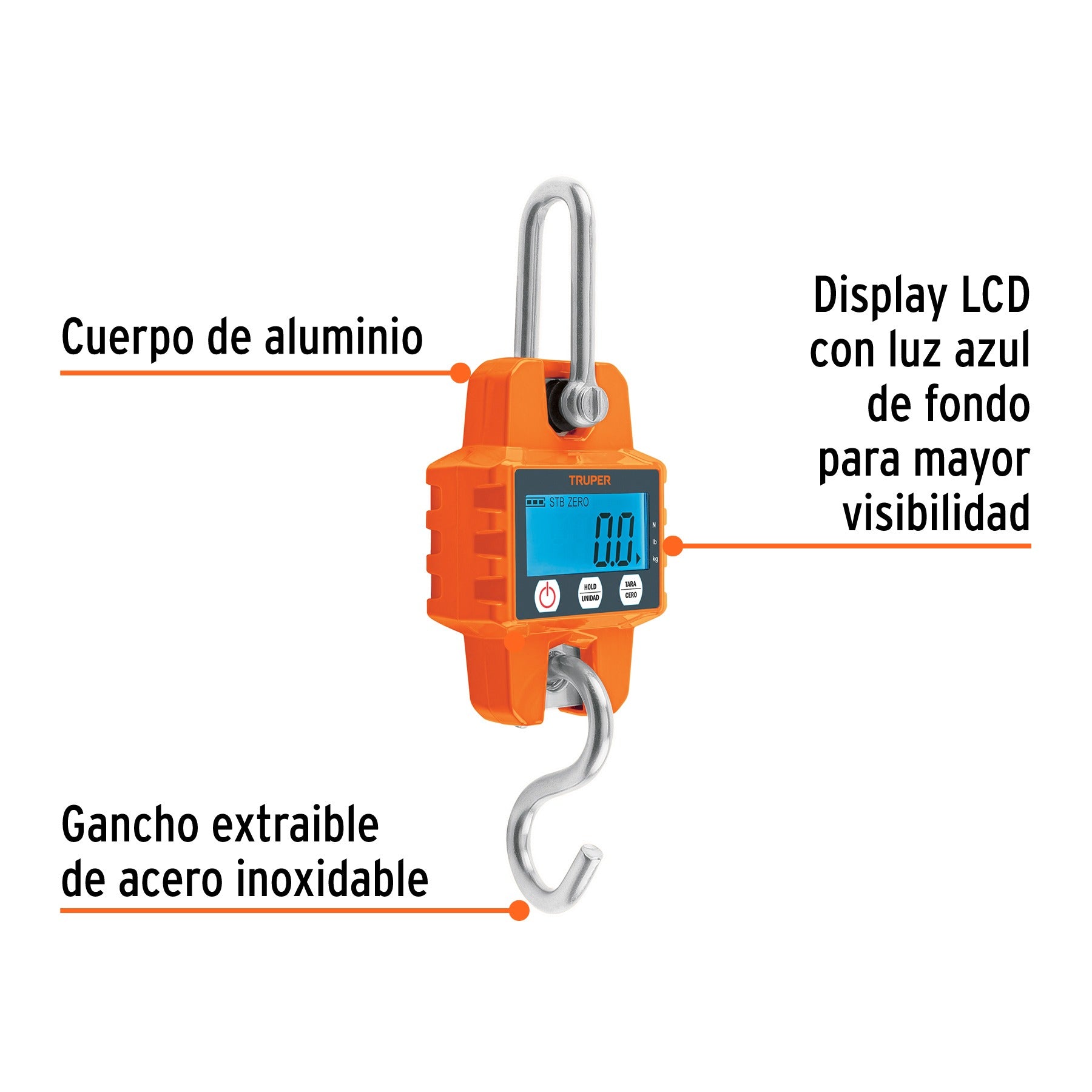 Báscula electrónica colgante, de pilas, 300 kg, TRUPER 100788